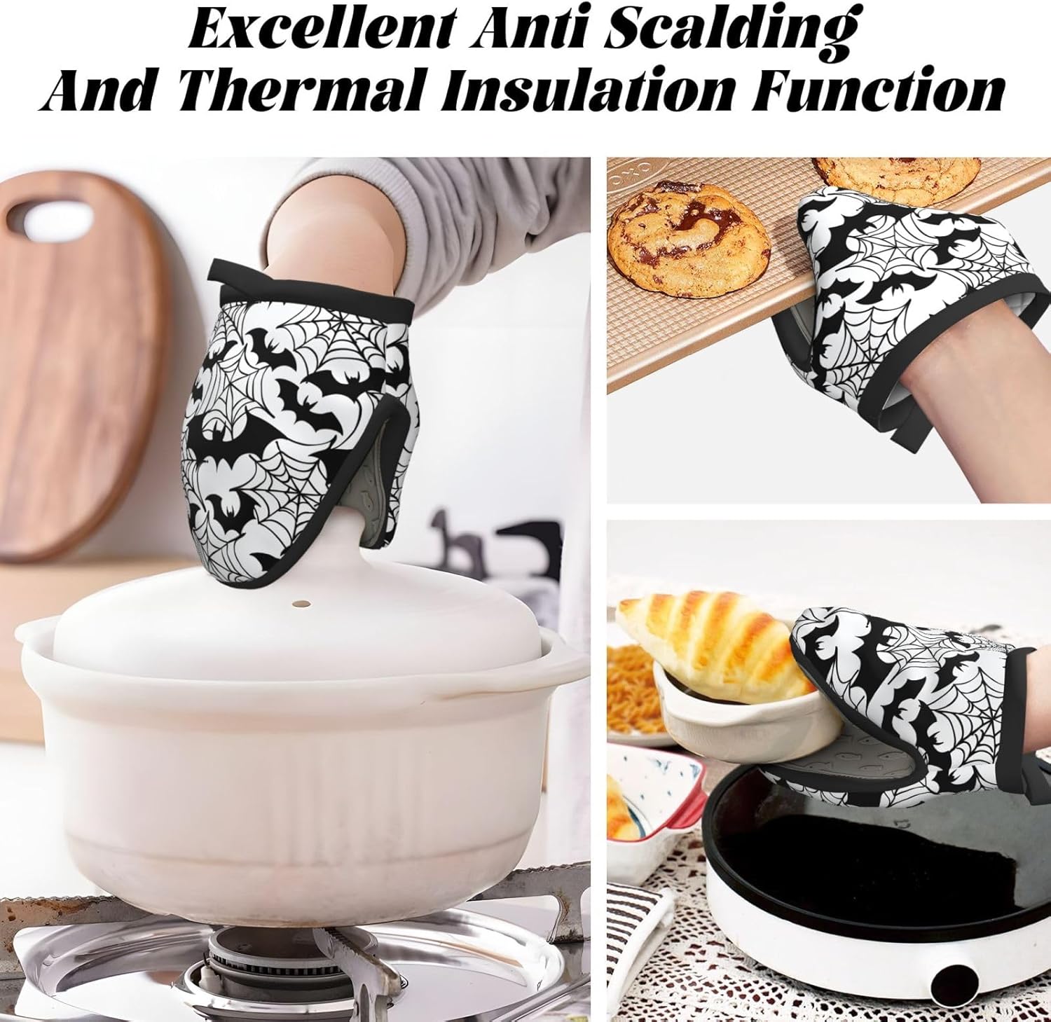 Bat Oven Mitts Set of 2 Halloween Treat
