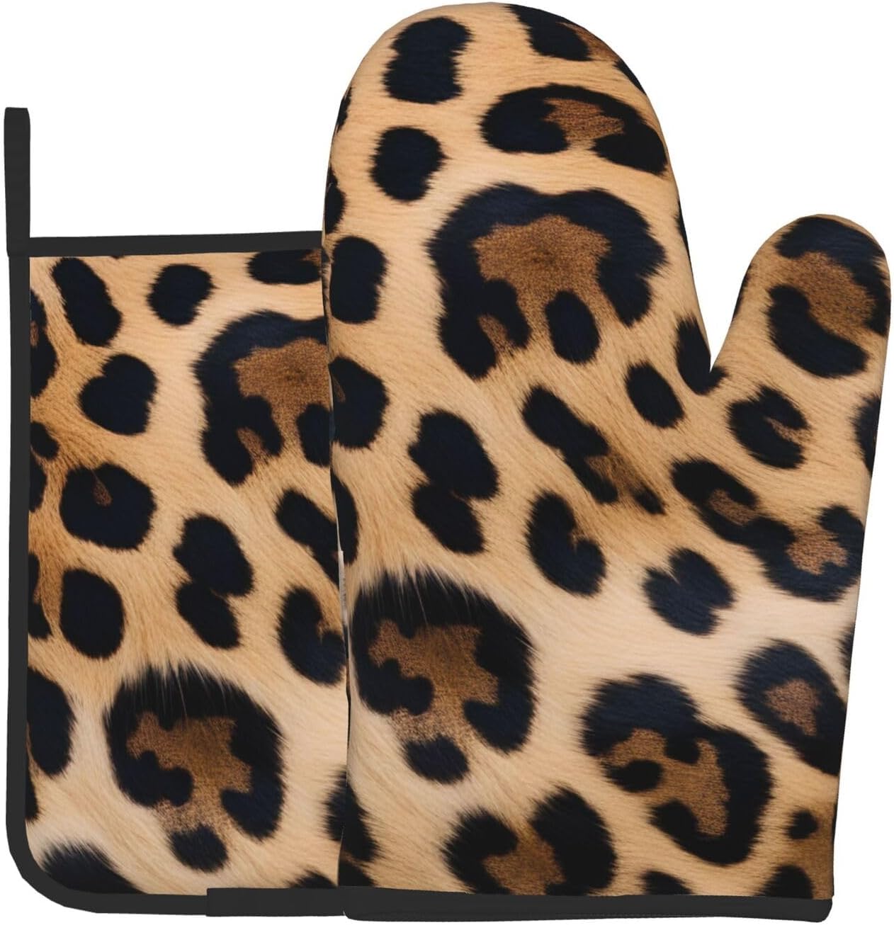 Quopvn Rough Leopard Print Oven Mitts and Pot Holders 2pcs Set