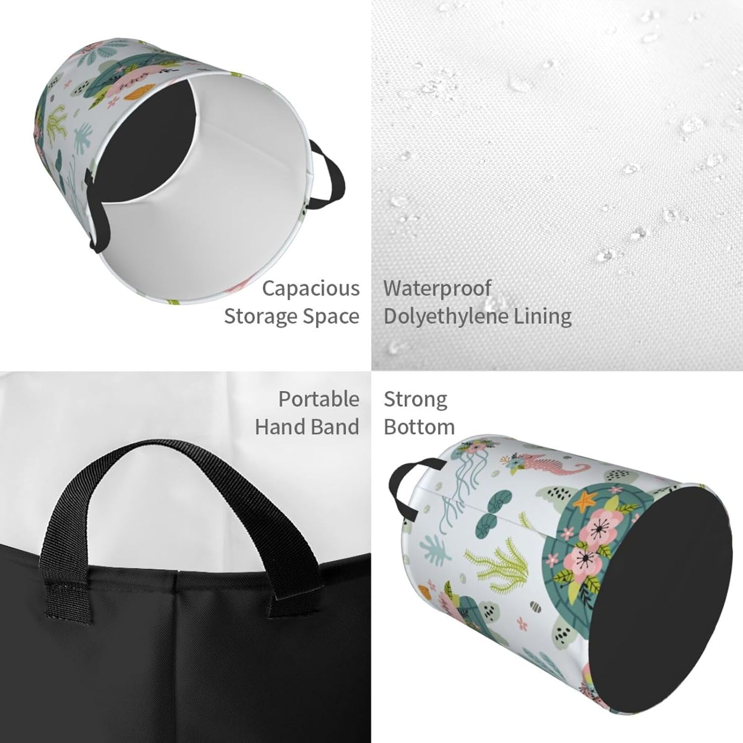 Turtle Laundry Hamper Collapsible with Handles