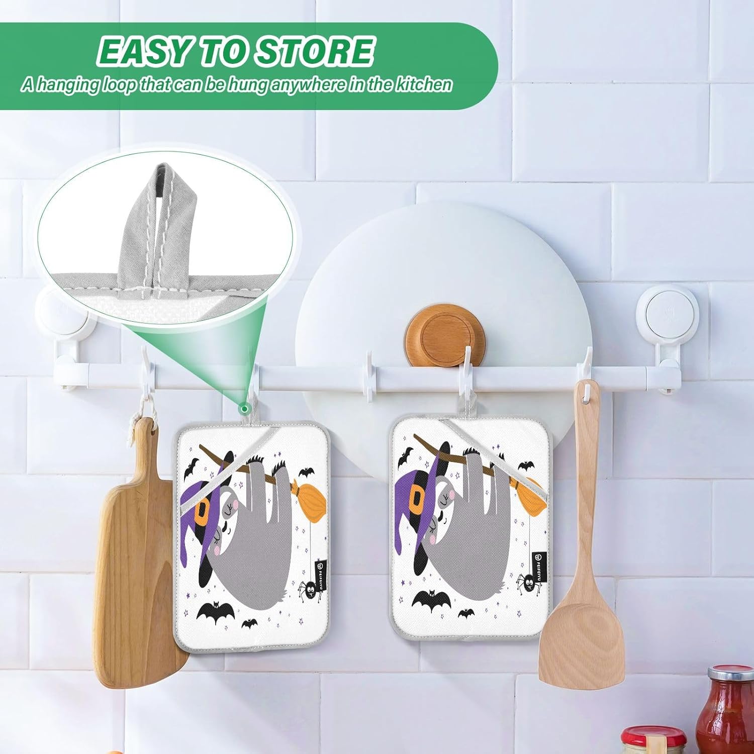 OurVii Halloween Sloth Potholders Set