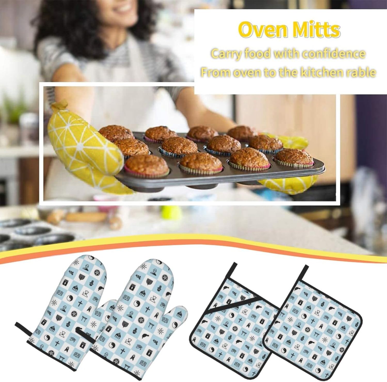 Hanukkah Potholders Sets Heat-Resistant Oven Mitts