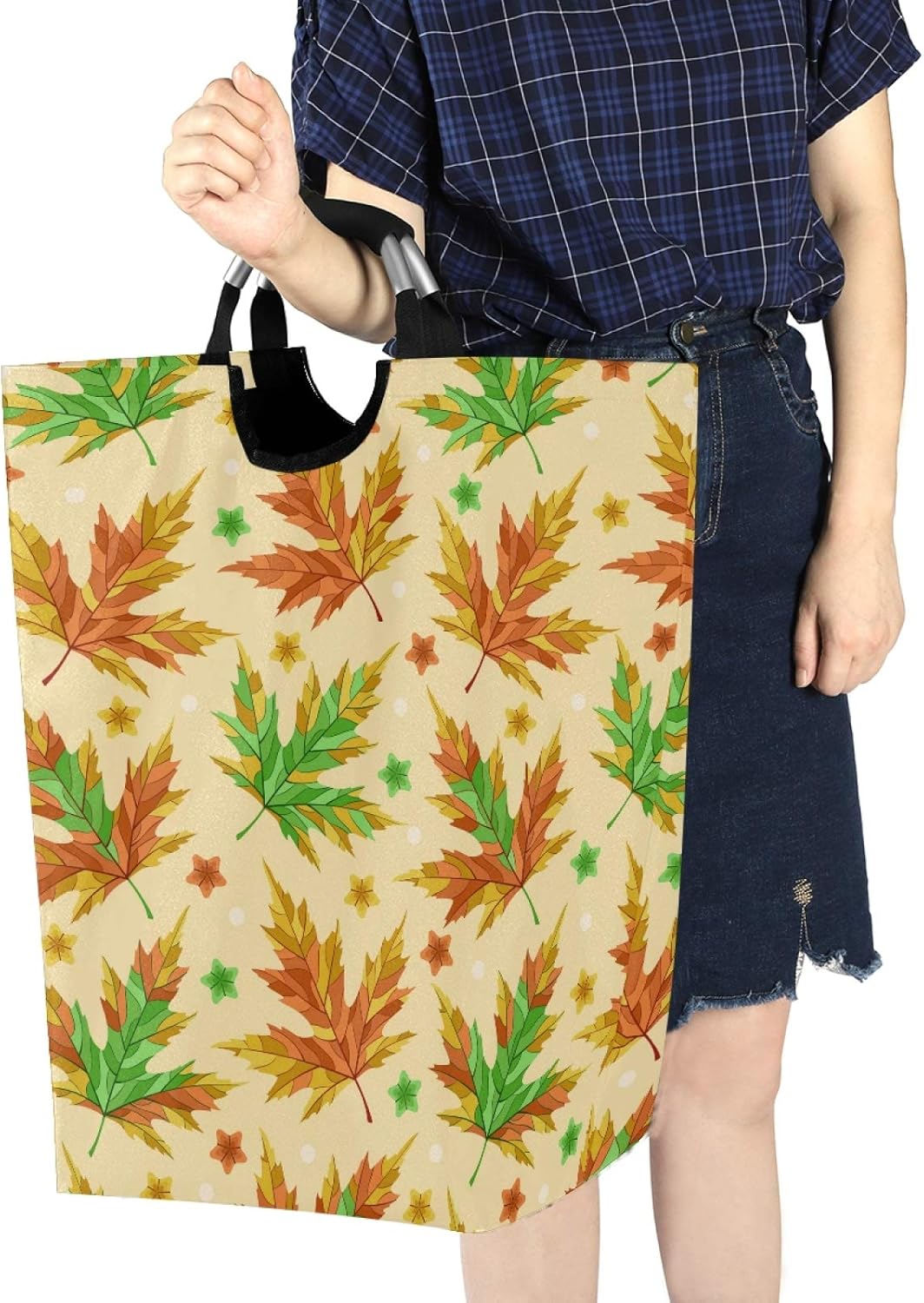 FOLDABLE AUTUMN LEAVES Laundry Basket Collapsible Hamper Family-Friendly Organizer