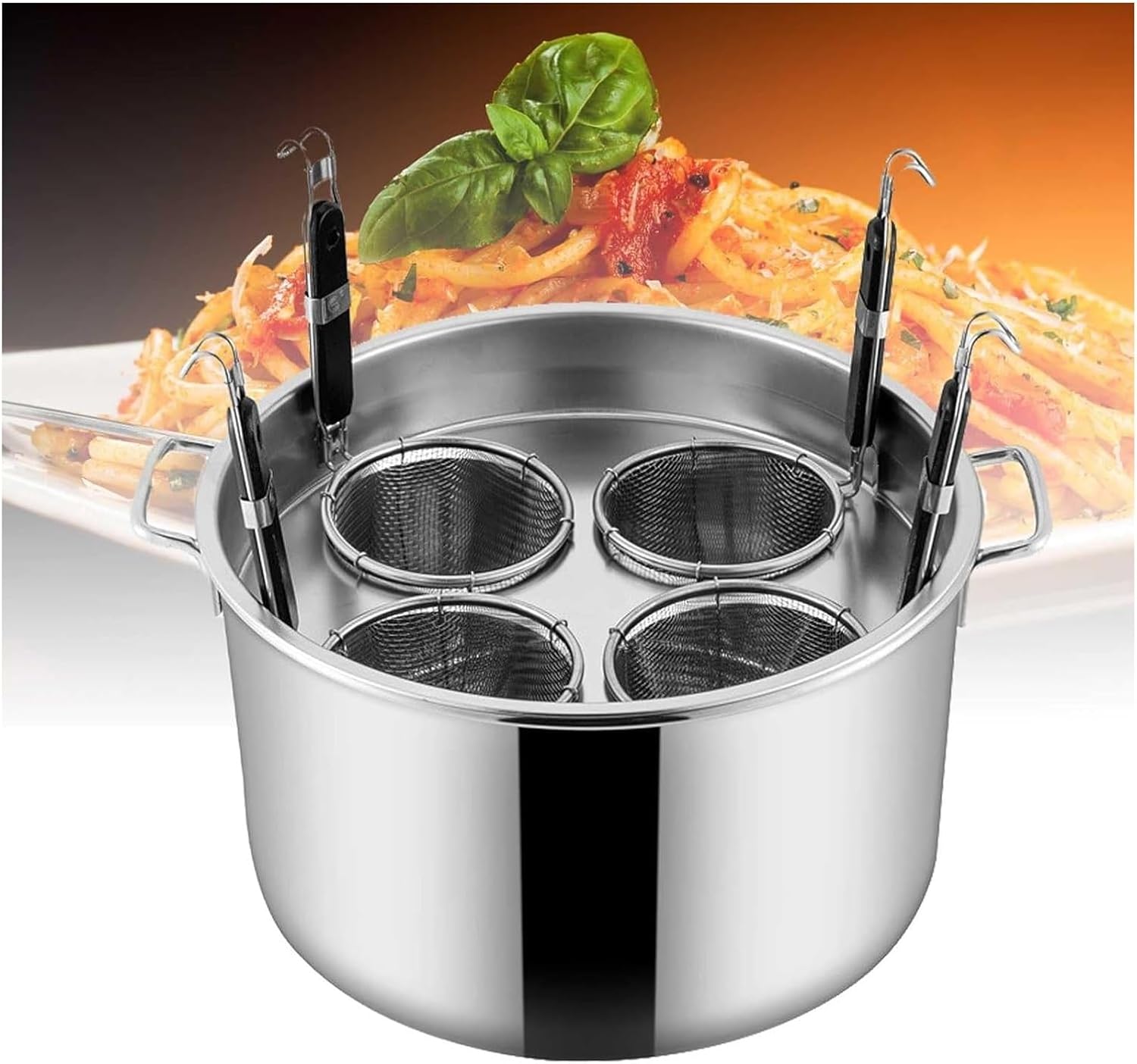 DAOUXIAOSPSturdy4-in-1 Stainless Steel Pasta Cooker Set for Home Commercial Use