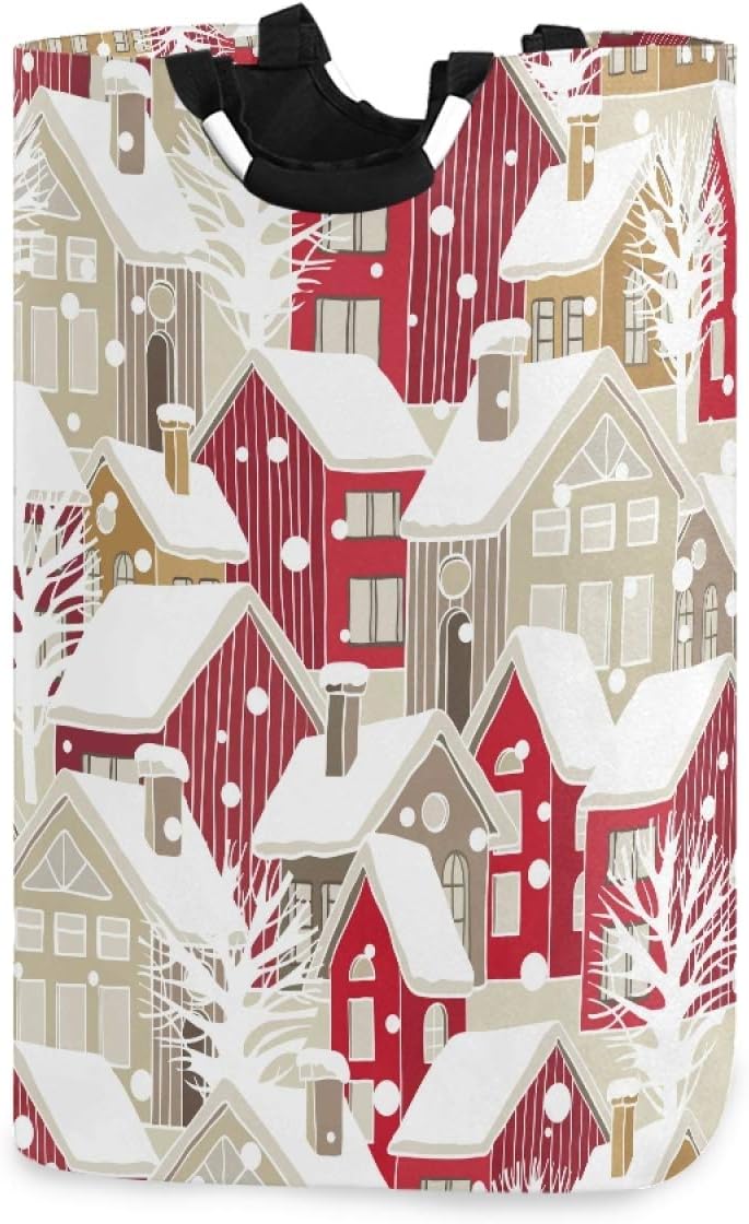 Durable Christmas Winter Houses Collapsible Laundry Basket for Efficient Storage