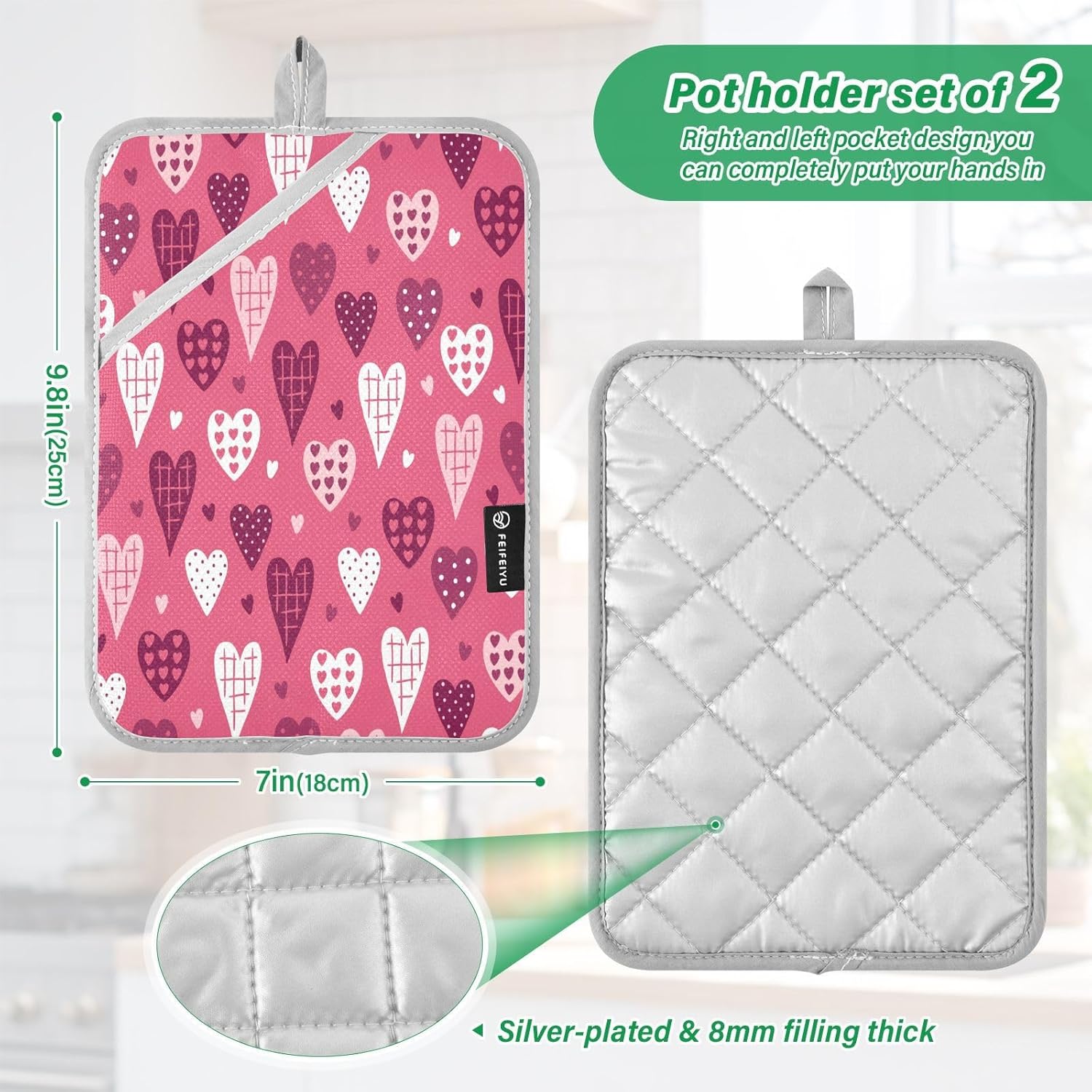 Kcldeci 2 Pack Heat Resistant Oven Mitts Potholders
