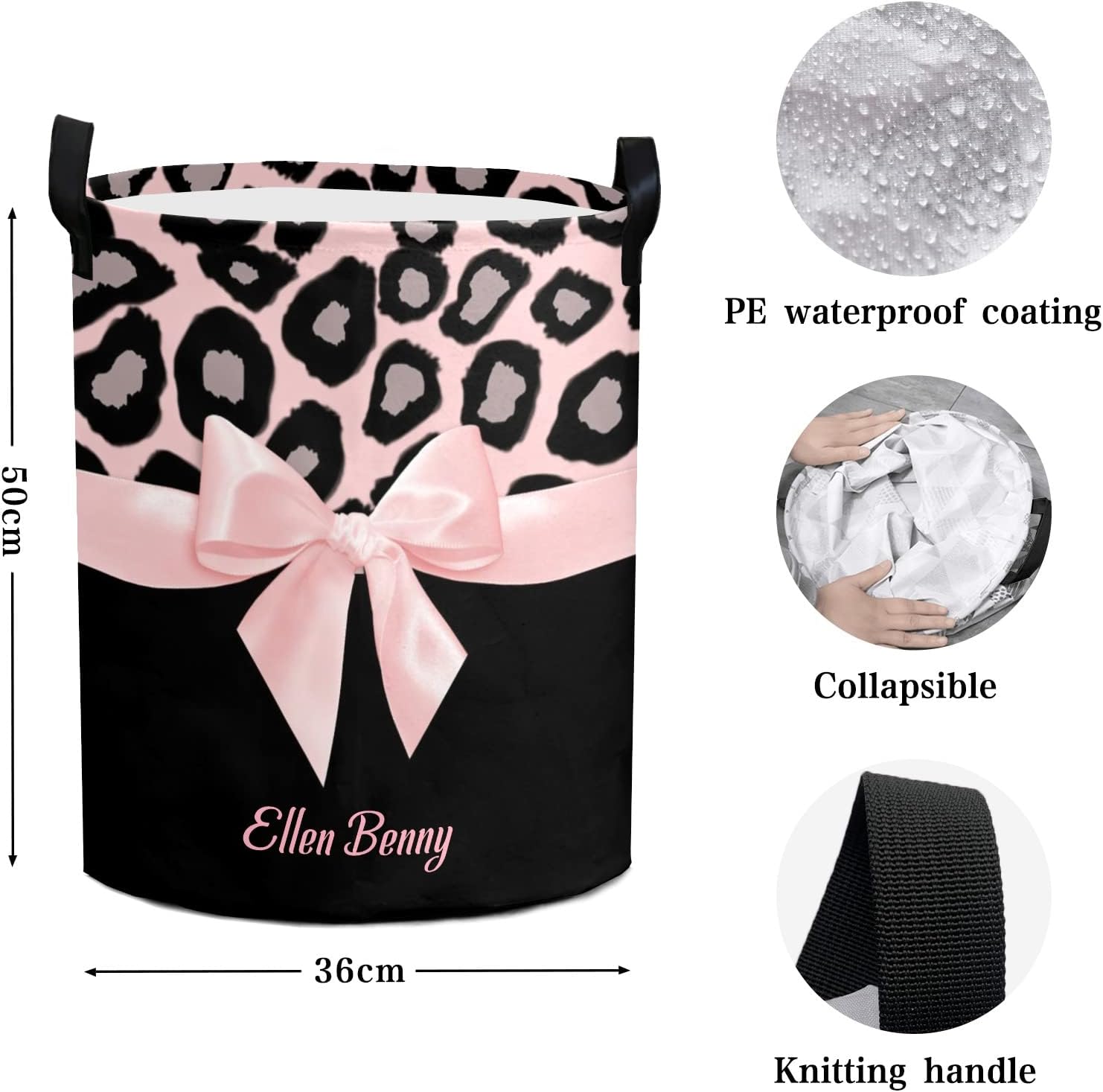 Personalized Pink Leopard Laundry Basket