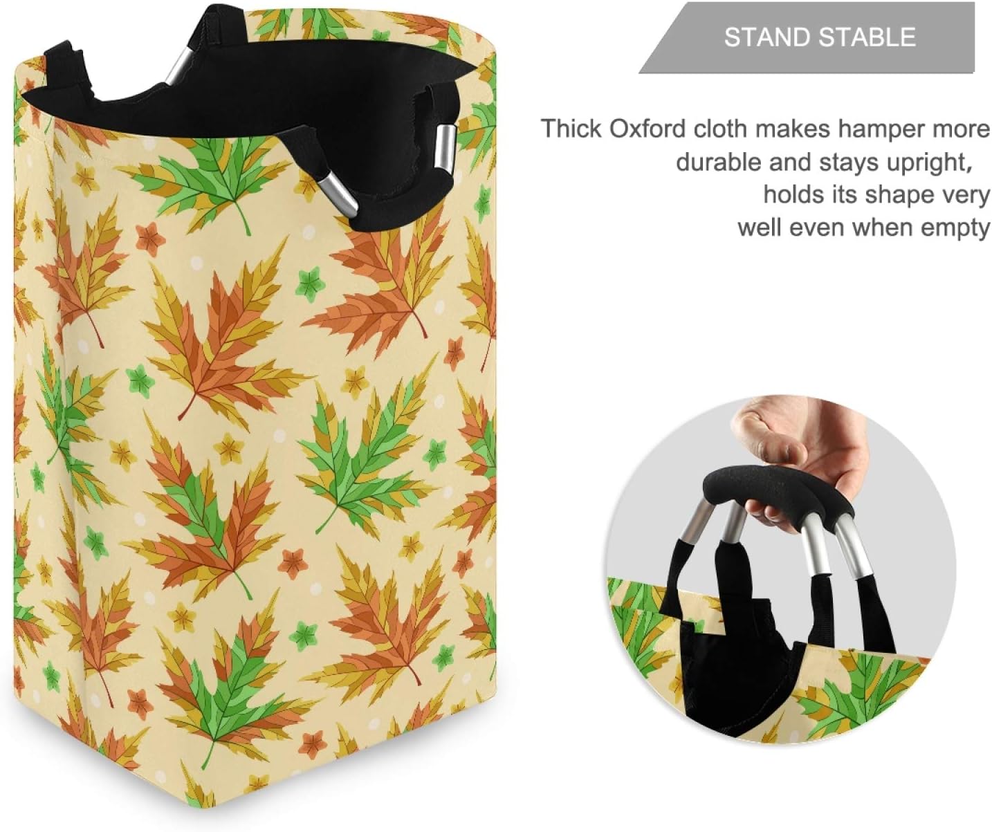 FOLDABLE AUTUMN LEAVES Laundry Basket Collapsible Hamper Family-Friendly Organizer