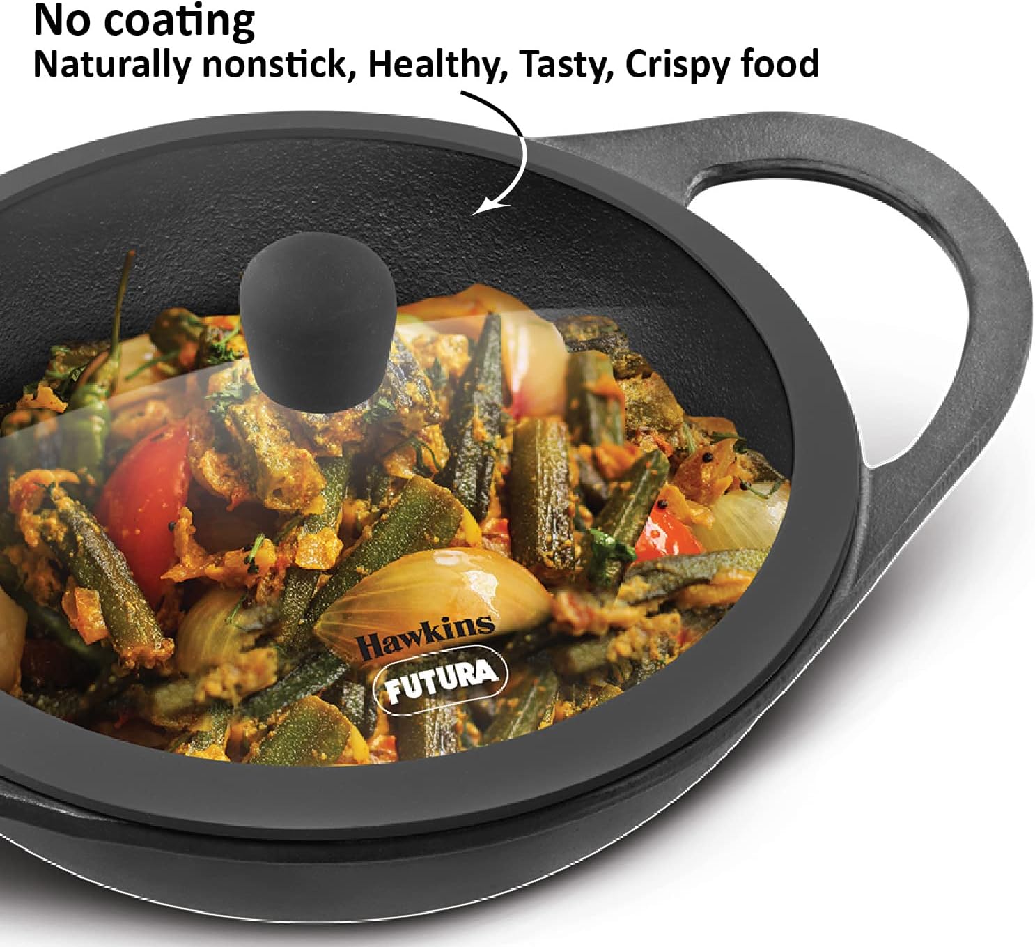 HAWKINS Futura 2L Cast Iron Kadhi Nonstick for Perfect Cooks