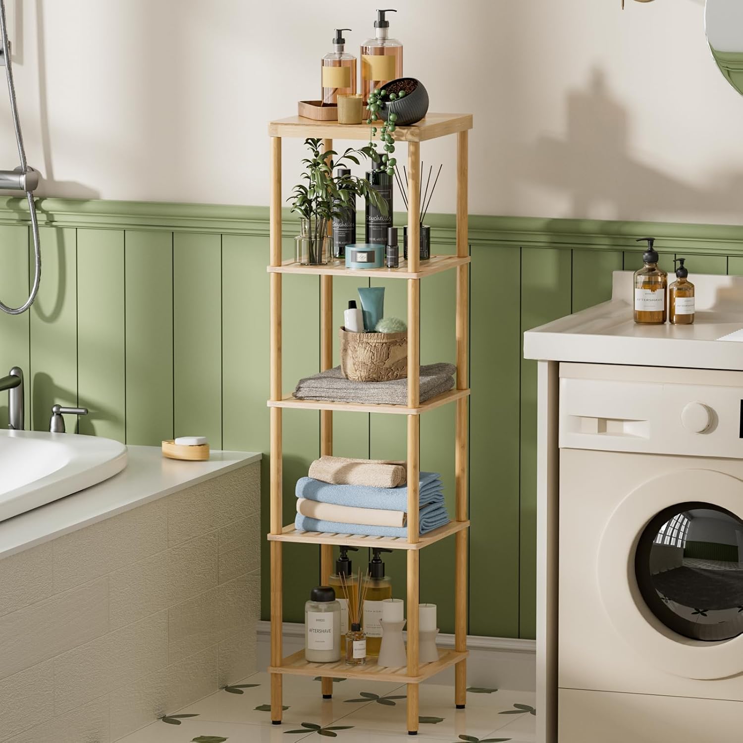 AmazerBath 5-Tier BambooShelf Functional Storage Unit