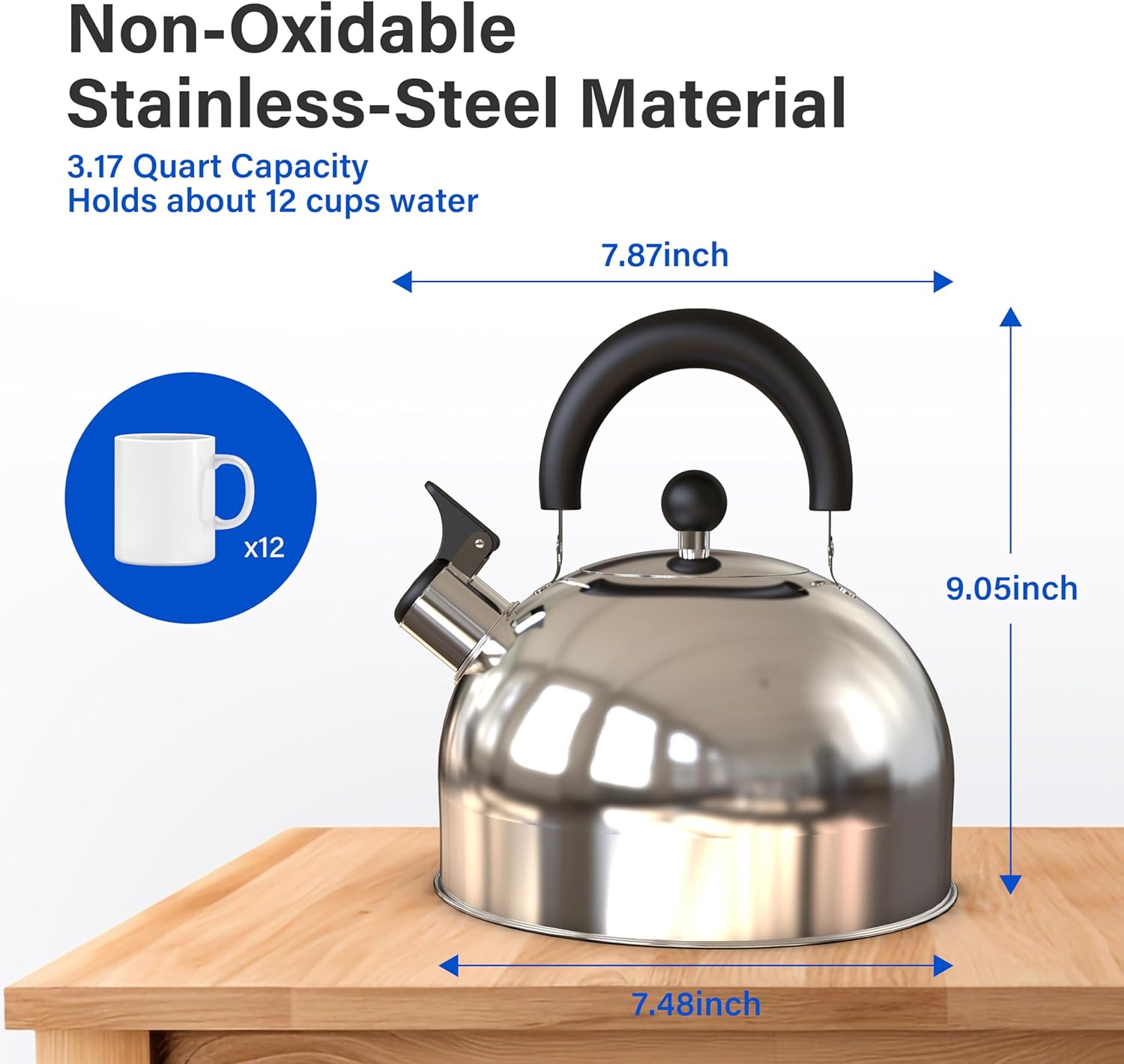 YSSOA 32 qt Whistling Kettle Ergonomic Design