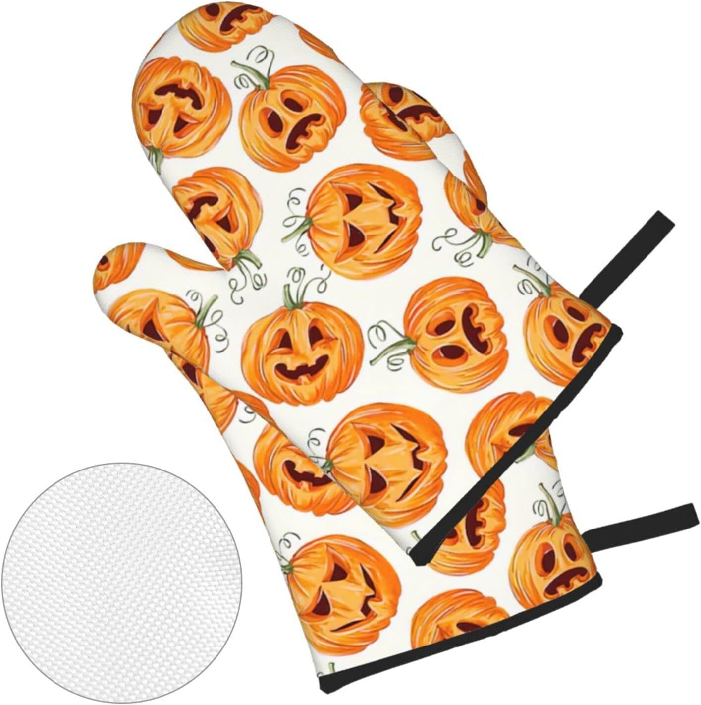 Halloween Pumpkin Oven Mitts and Pot Holders Set of 4