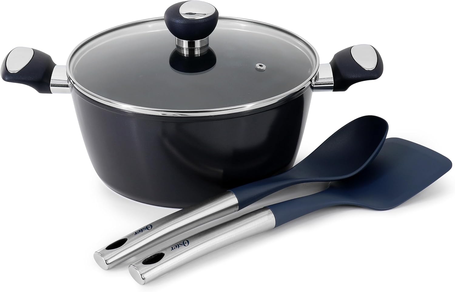 Oster Hawke 14-Piece Cookware Set BlackBlue
