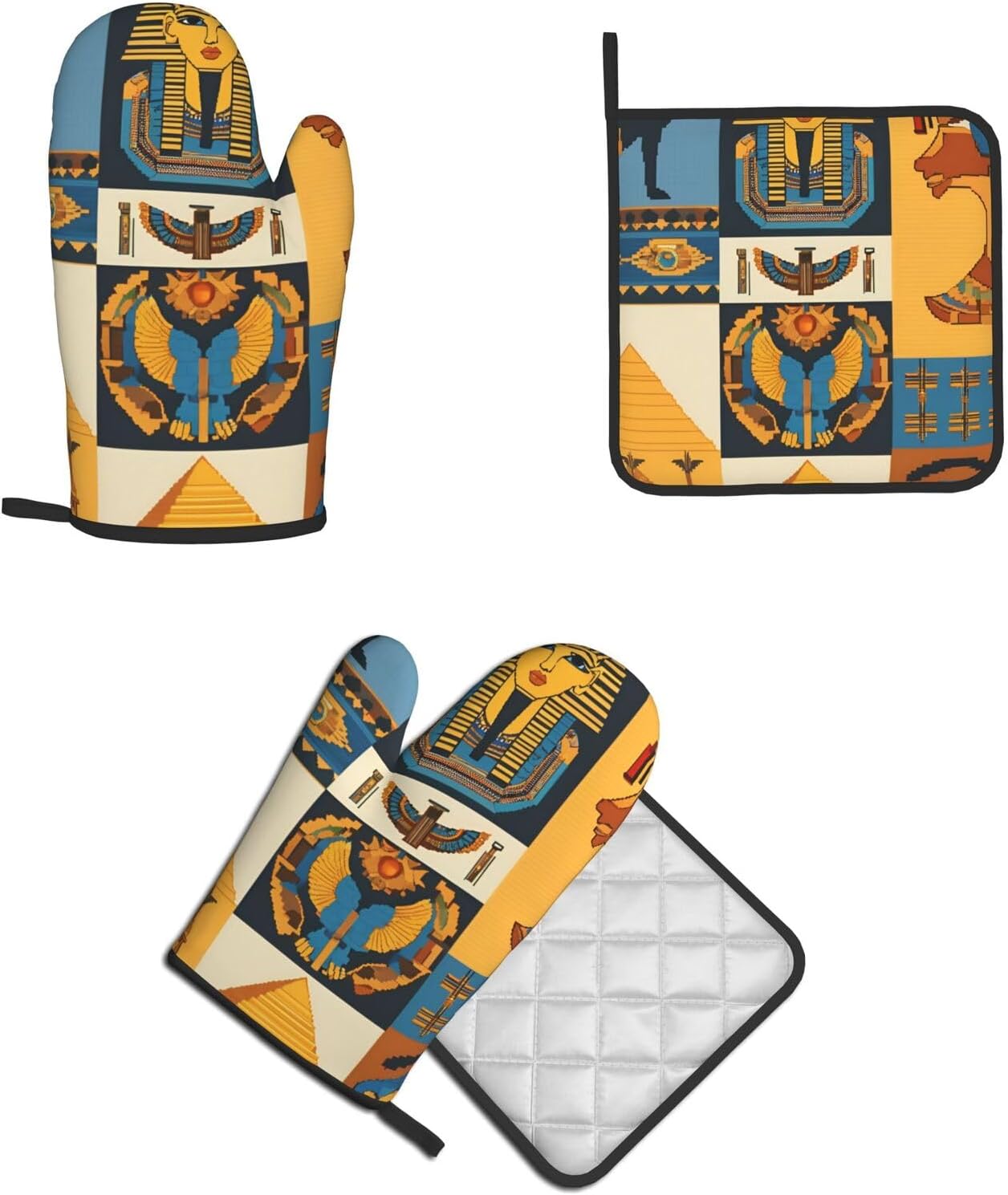 QuopvnAncient Egypt Tribe Series Printed Oven Mitts and Pot Holders Set of 2