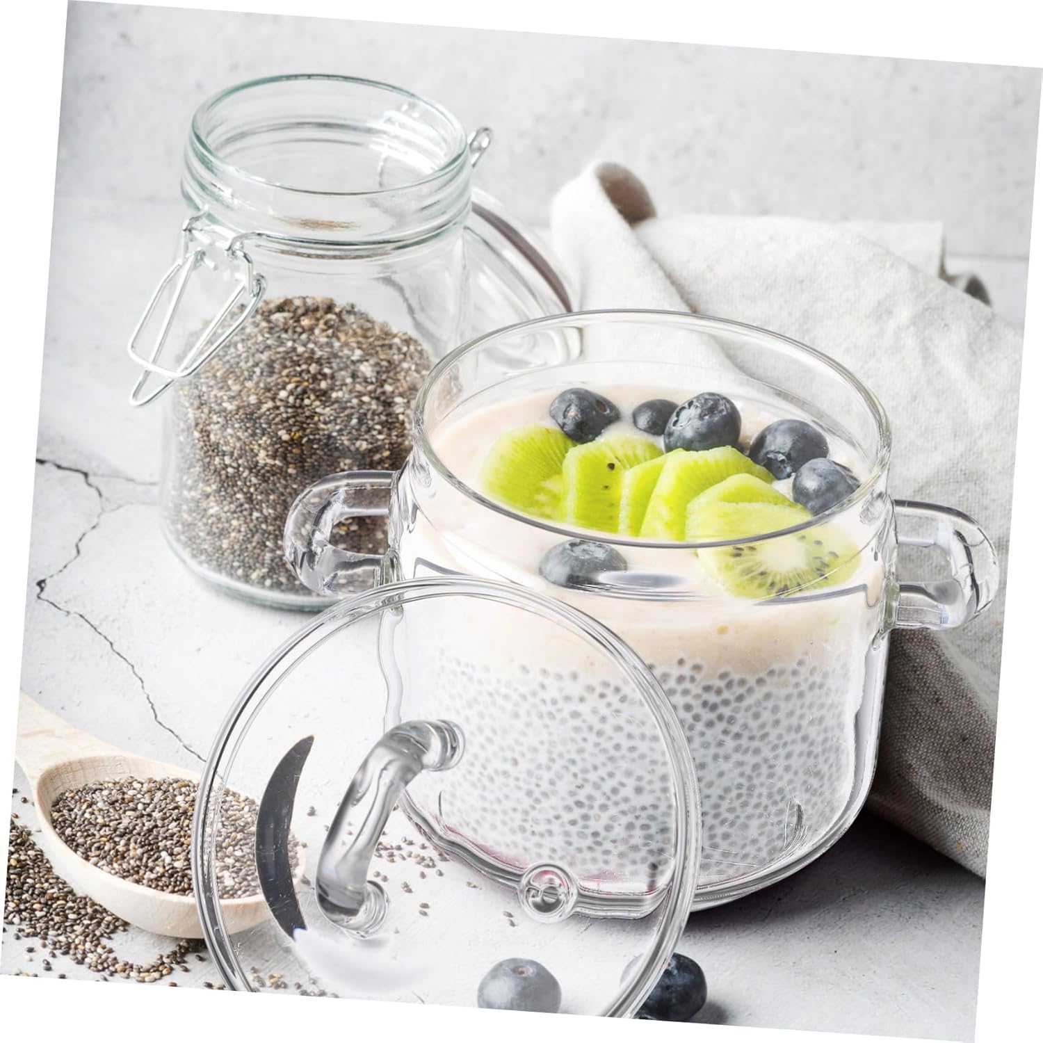 bidsell700ml glass saucepan with lid high-quality- for pasta and other dishes