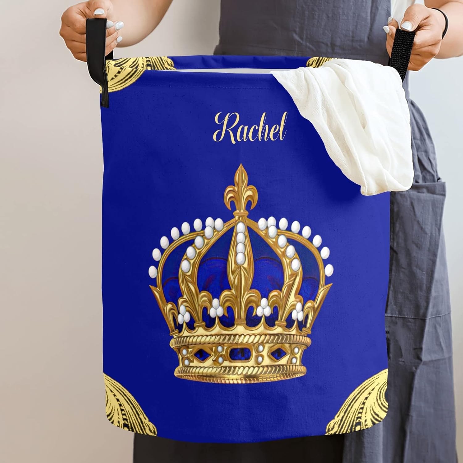 Joyestore Jewelry Prince Crown Blue Rope Laundry Basket