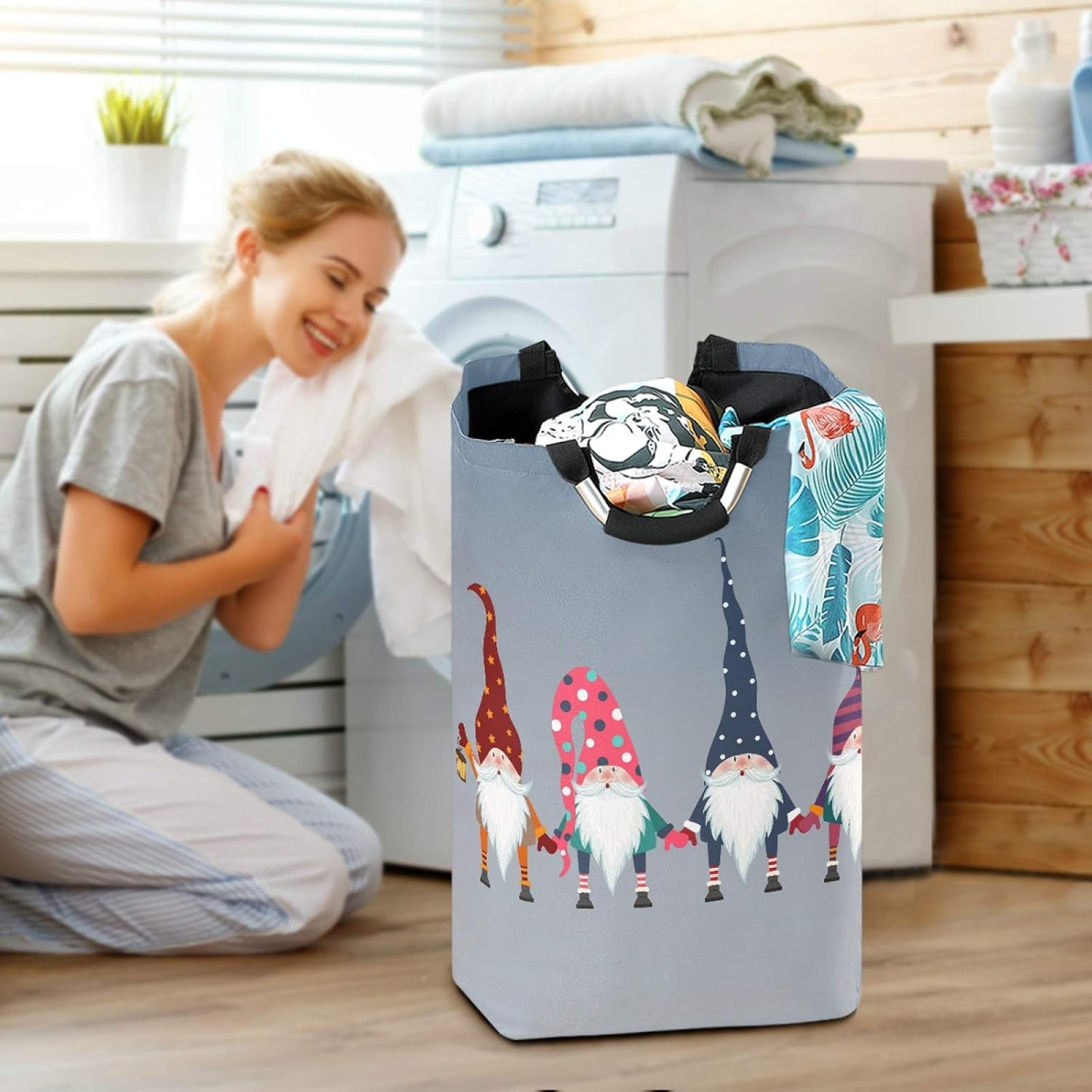 Foldable Christmas Gnomes Laundry Basket