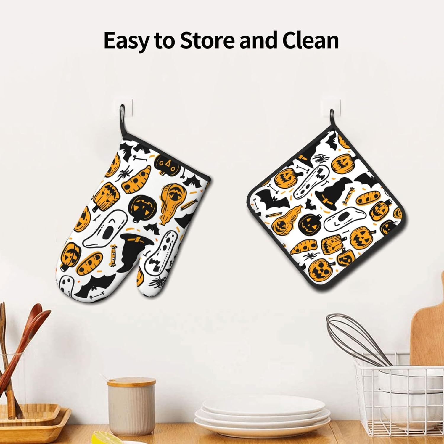 Halloween Oven Mitts Pot Holders Set