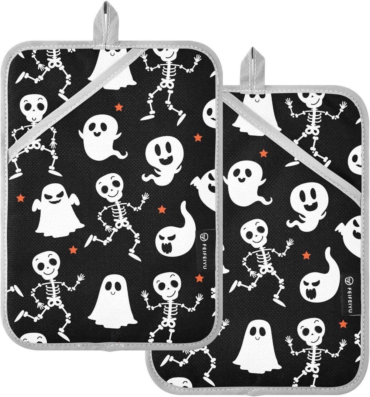 2-Piece Halloween Skeleton Pot Holder Set