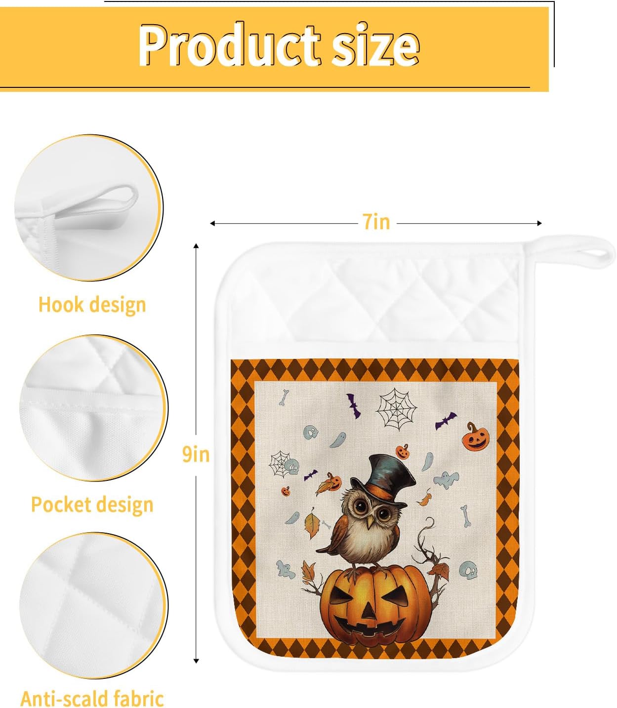 Gehucoxee Rustic Halloween Pot Holder Set 3 Pack 1