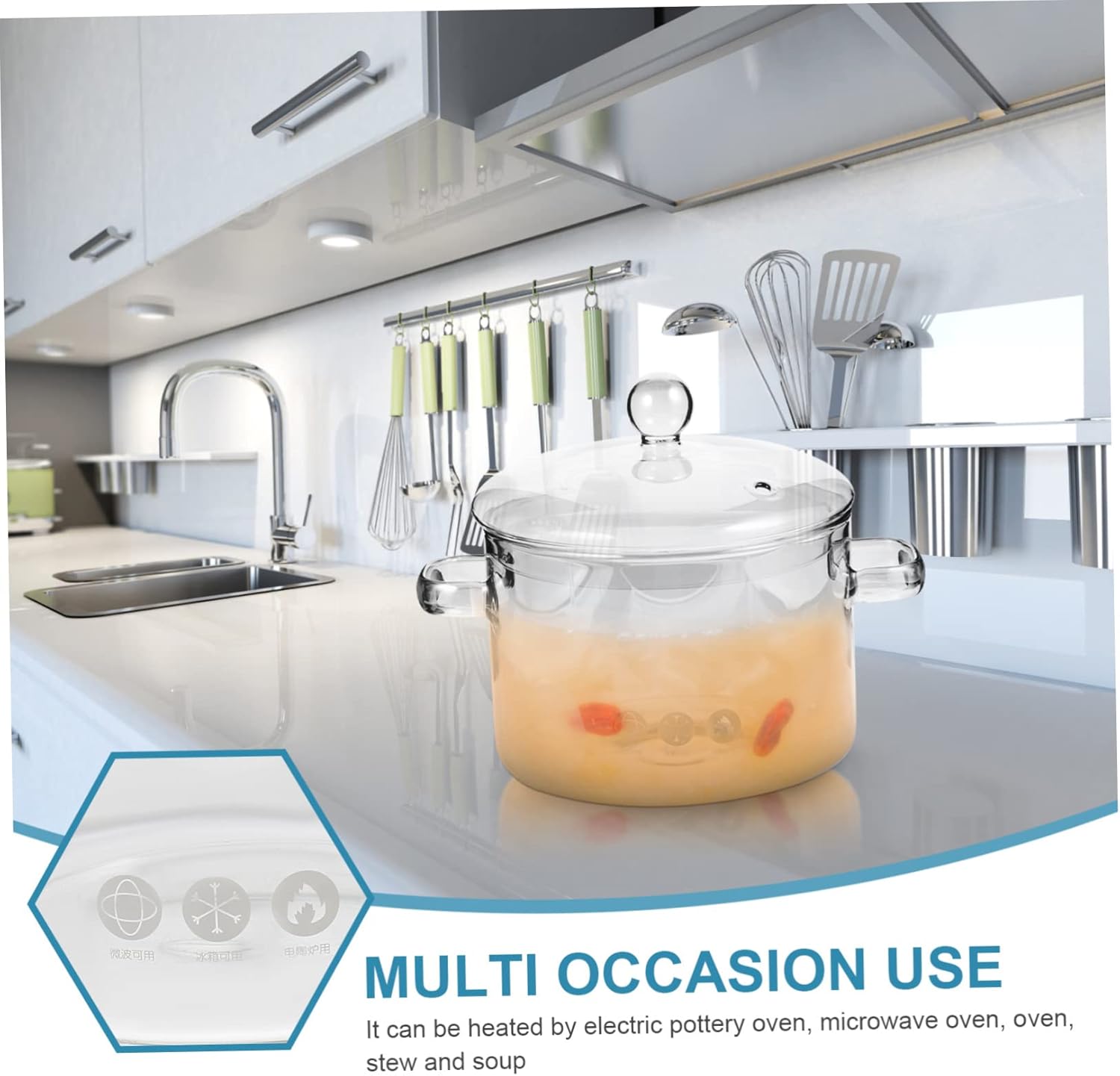 High Borosilicate Glass Soup Pot with Lid