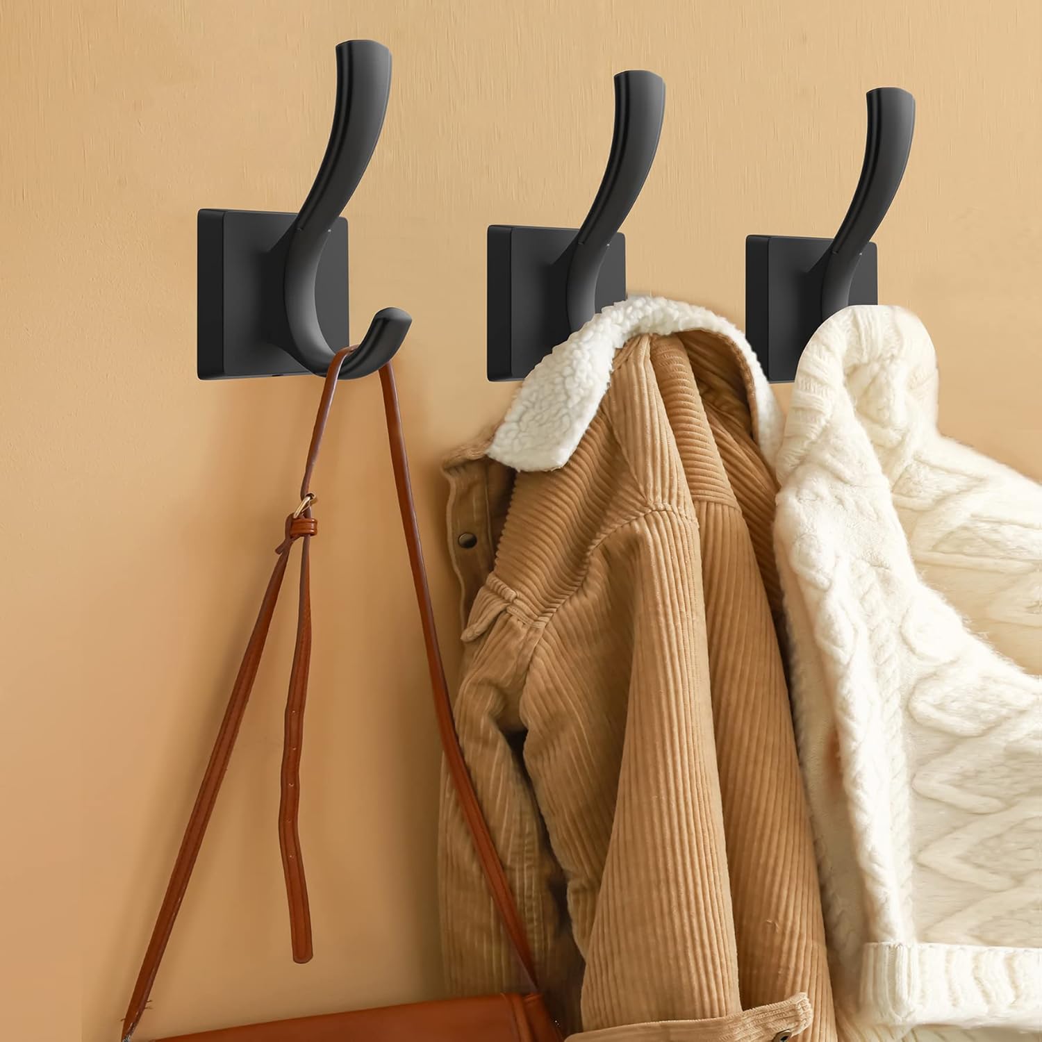 TOFIIGREM 3 PACK BLACK TOWEL HOOKS STURDYB Kind