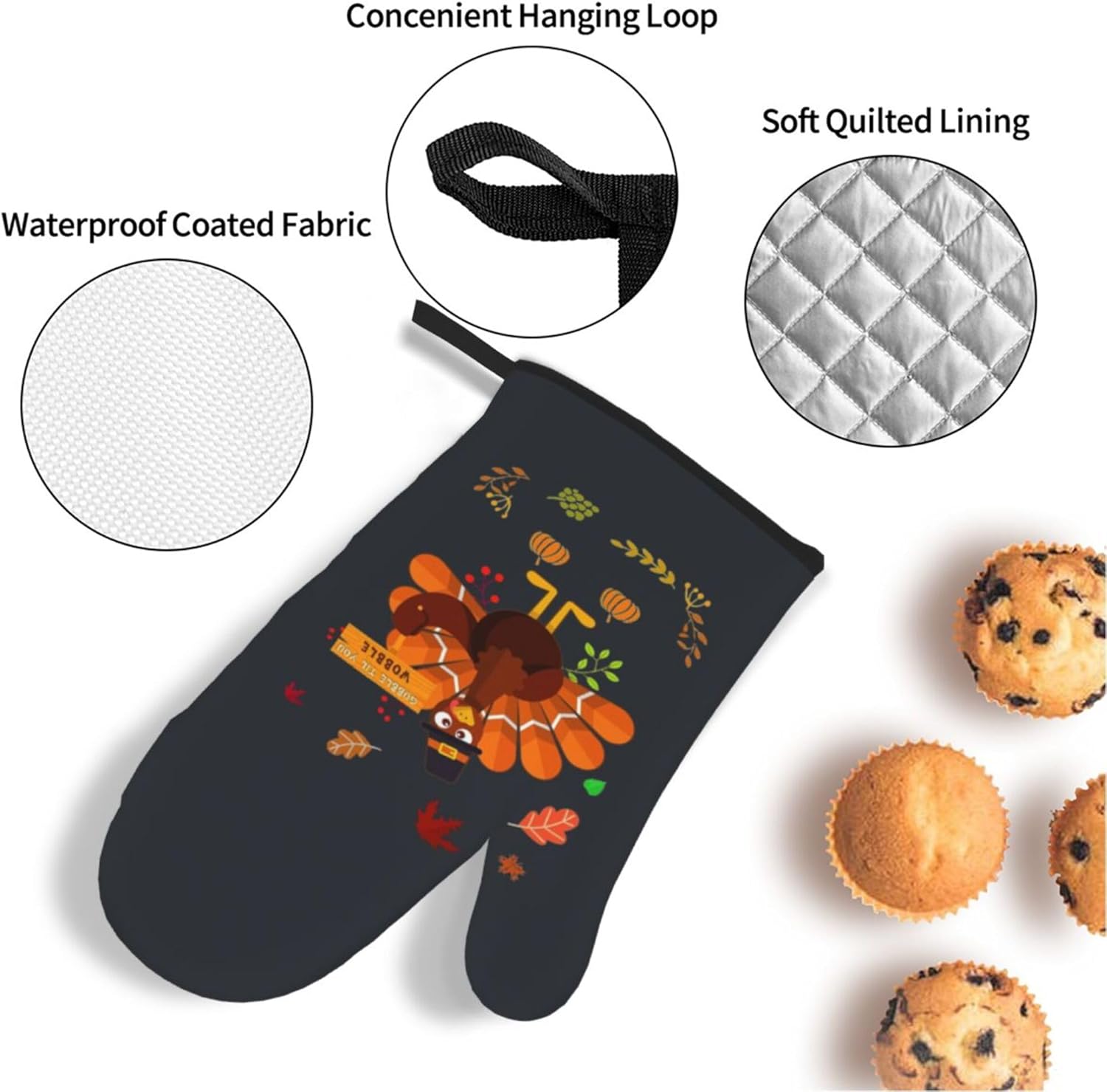 HOYYU Thanksgiving turkey oven mitts and pot holders set