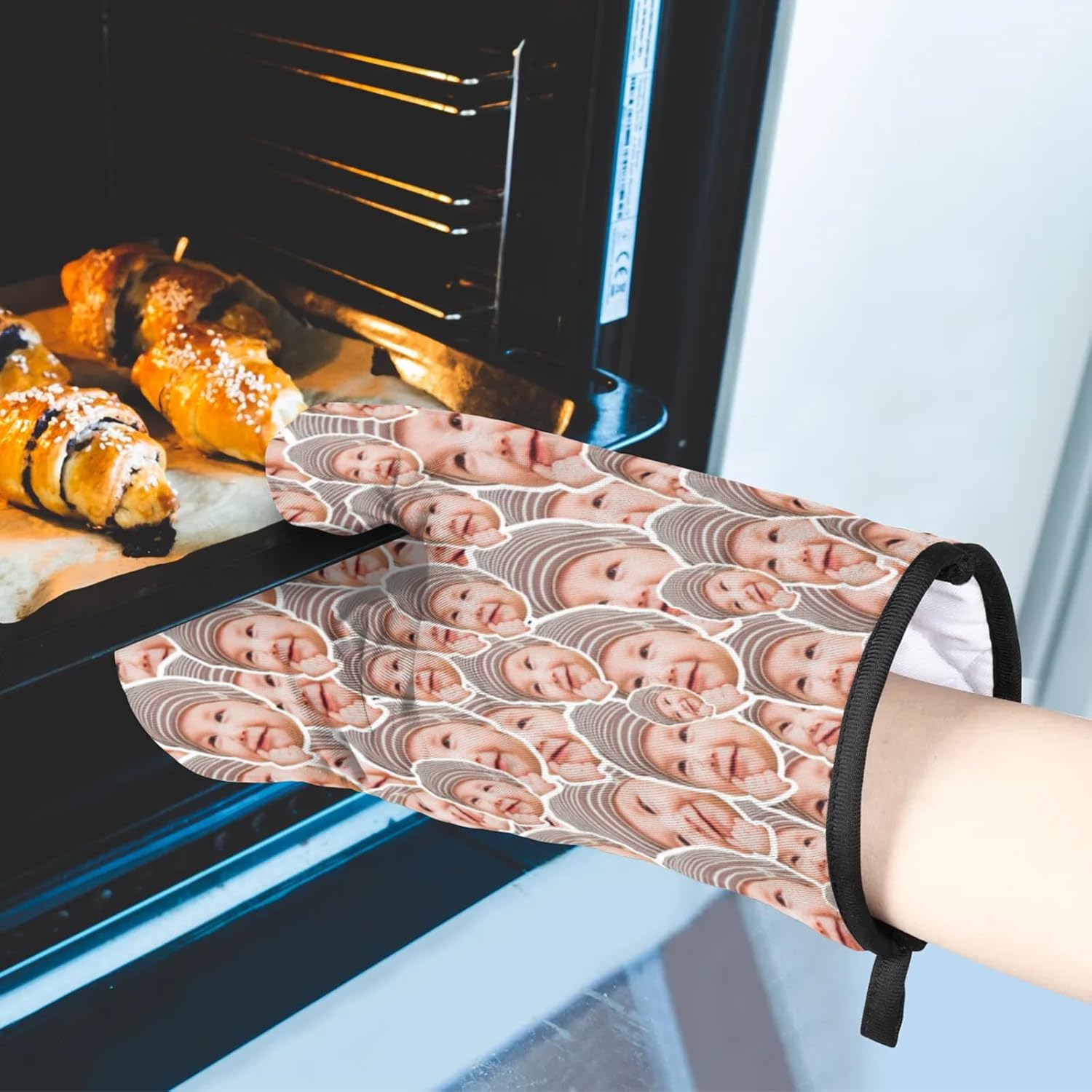 Personalized Oven Mitt Pot Holder Set with Your Face