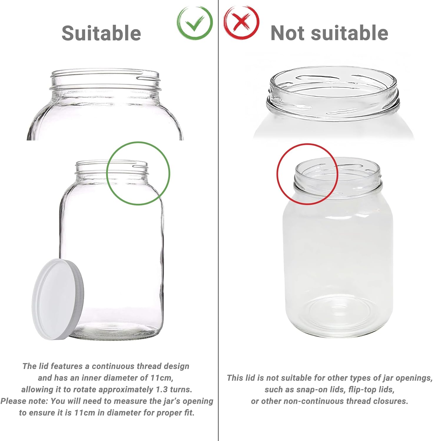 Hufopik 3-Piece Plastic Jar Lids