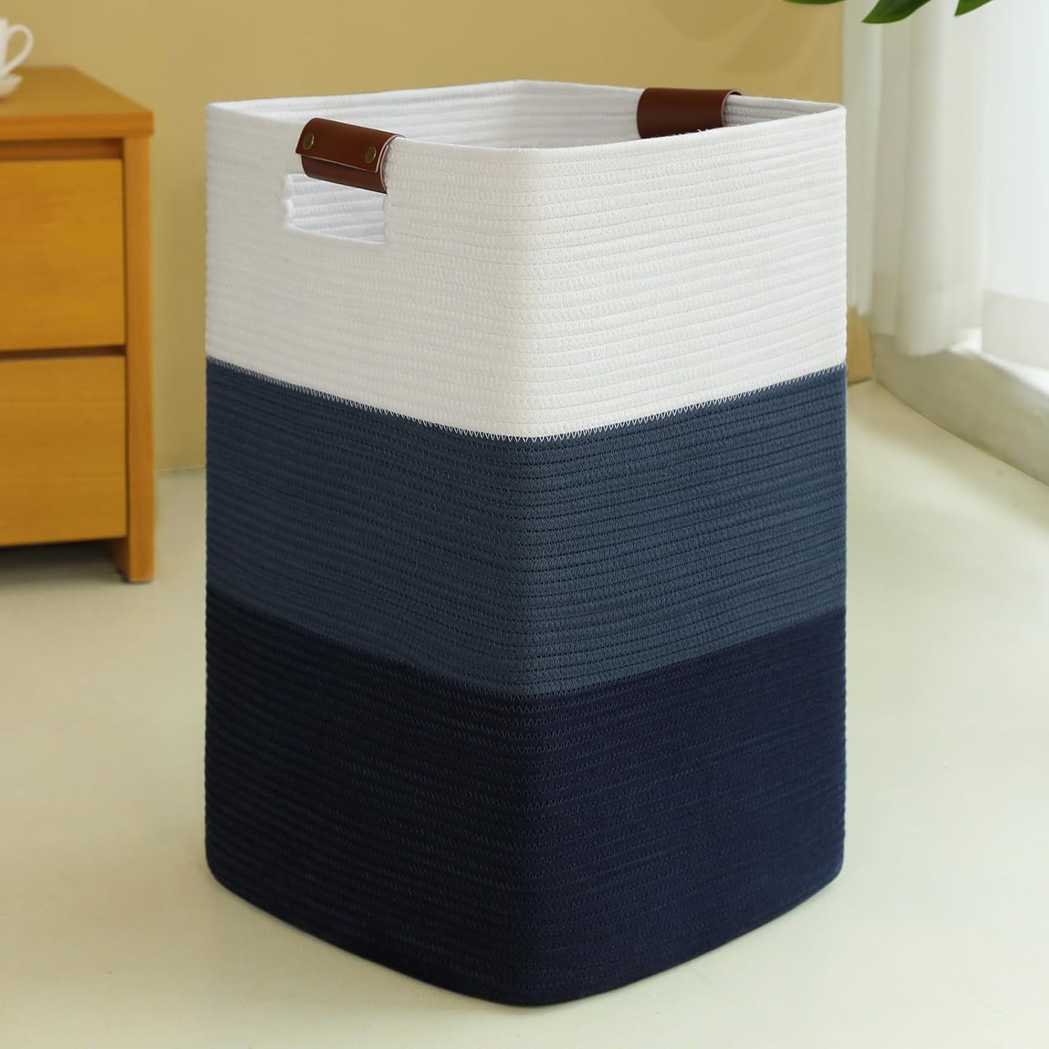 SIXDOVE Extra Large Laundry Hamper Woven Gradient Blue Basket