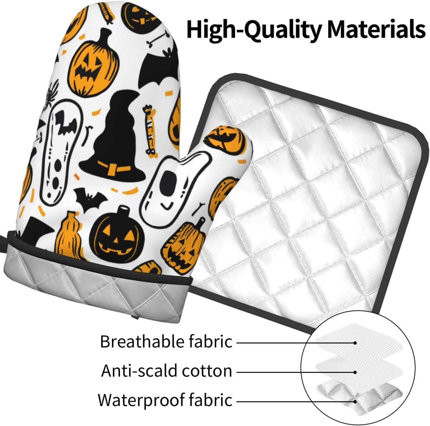 Halloween Oven Mitts Pot Holders Set