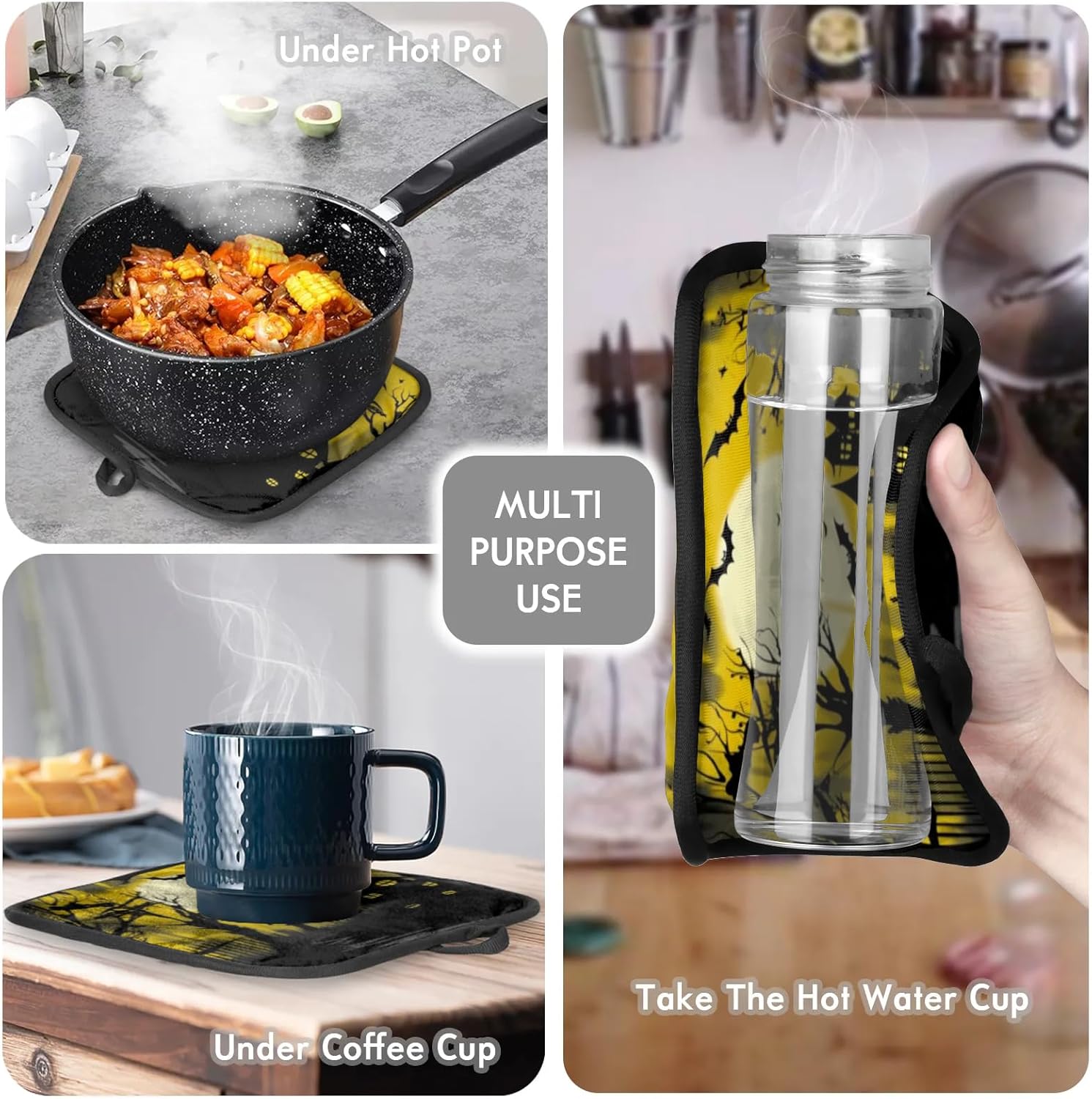 Halloween Frosty Castle Oven Mitts Pot Holders Set