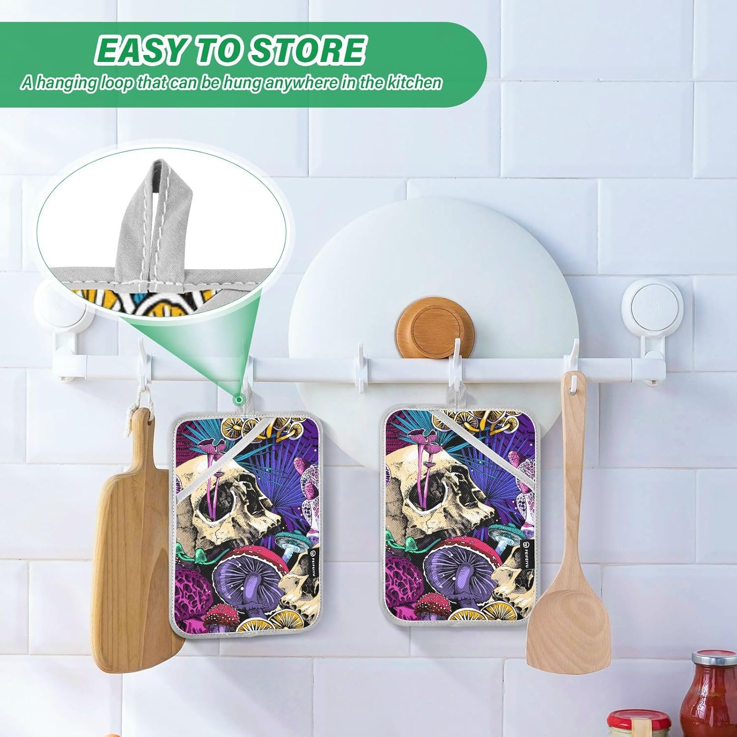 Halloween Mushrooms Pot Holder Non-Slip 2Pcs Set