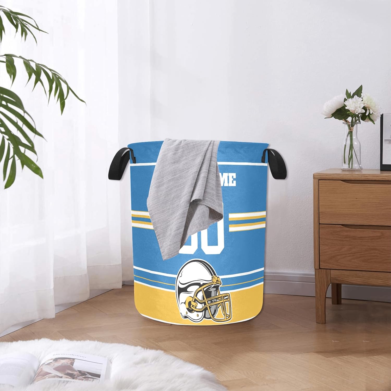 Personalized Football Style Baby Clothes Hamper with Name Number