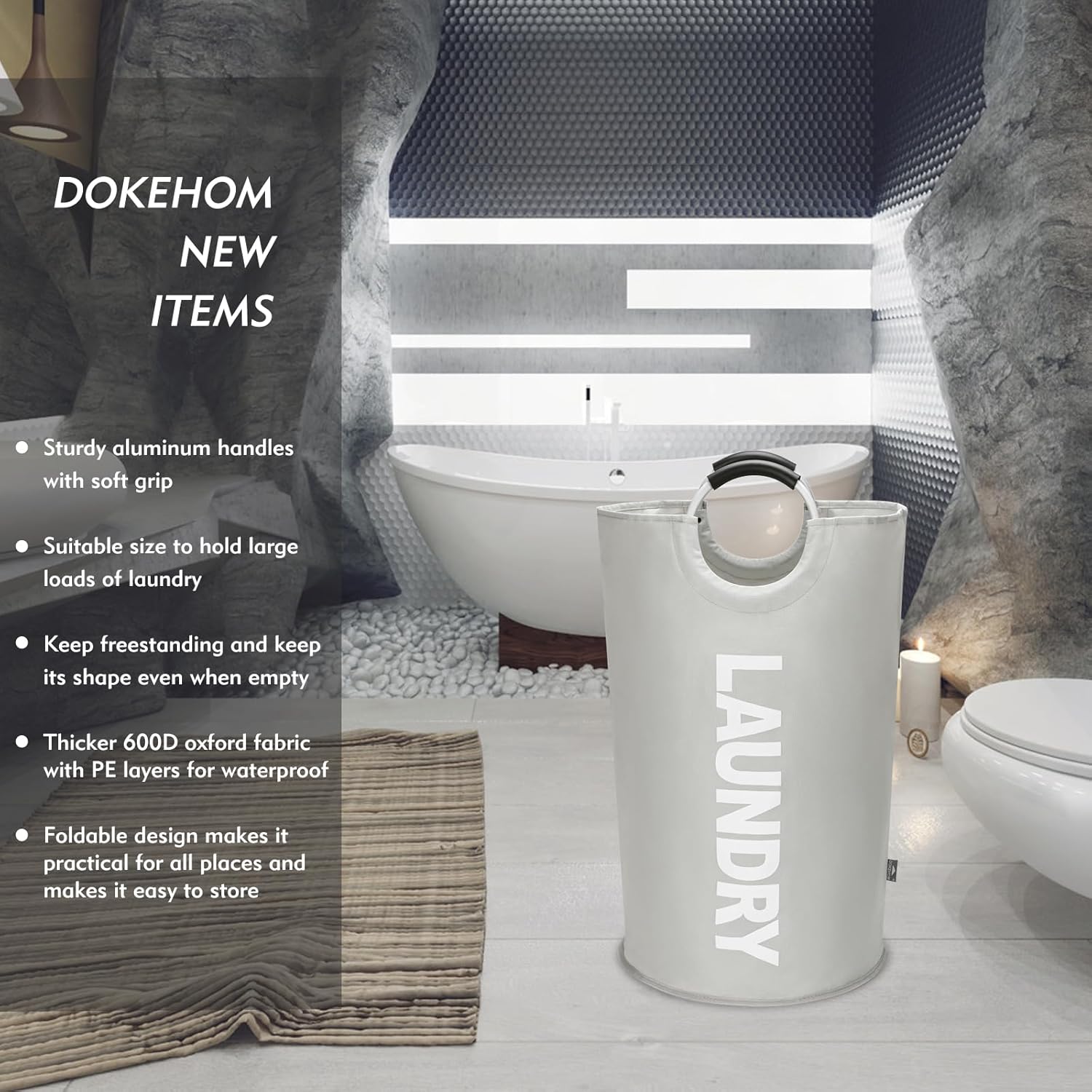 DOKEHOM 125L X-Large Collapsible Laundry Basket with Handle