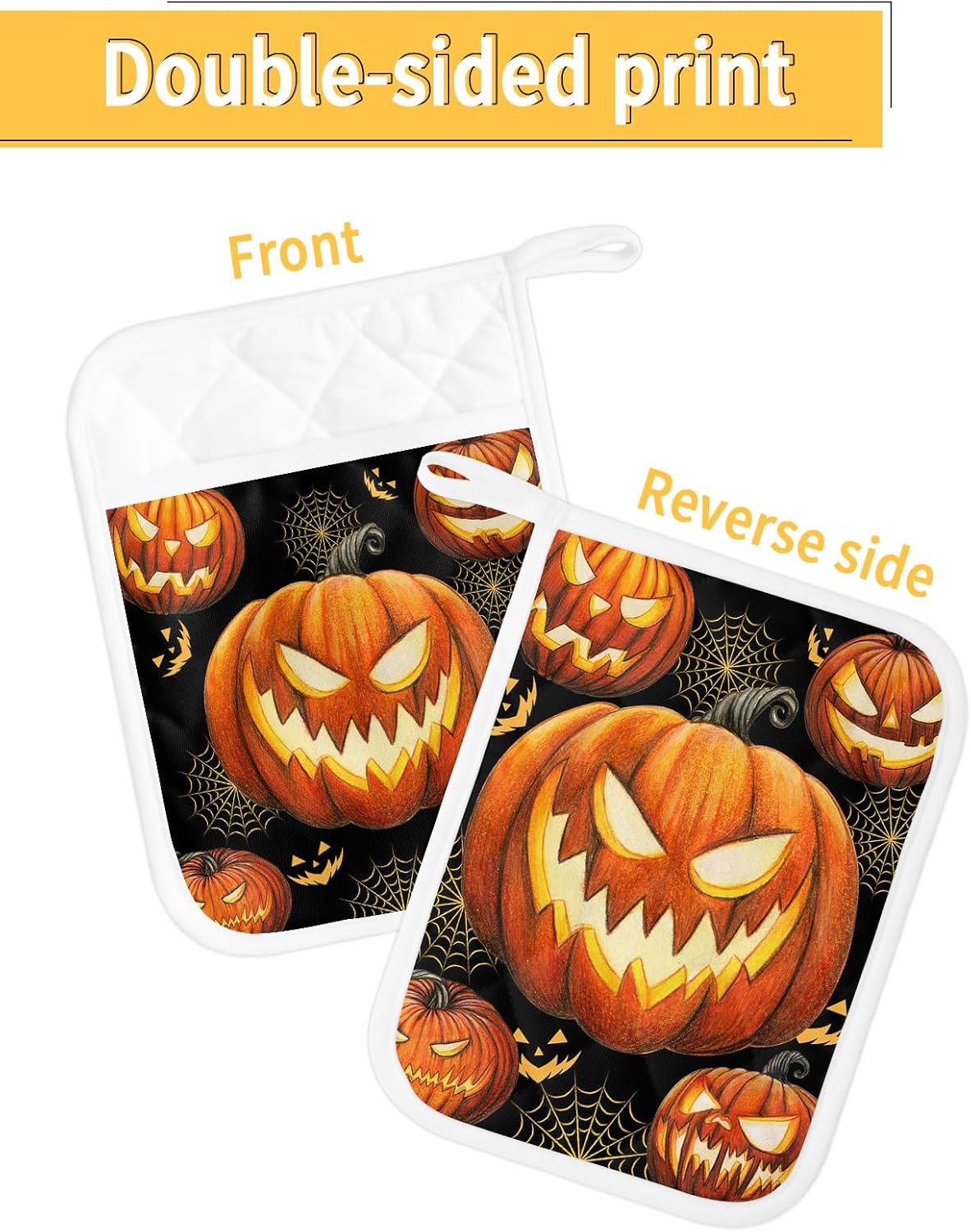 Gehucoxee Halloween Pot Holder Set with Pocket 2 Pack