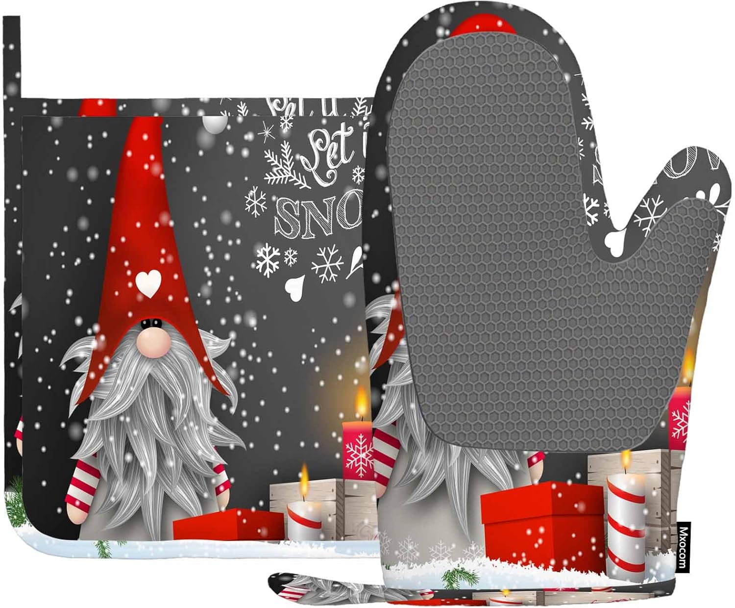 Scandinavian Dwarf Tomte Oven Mitts and Pot Holders Sets