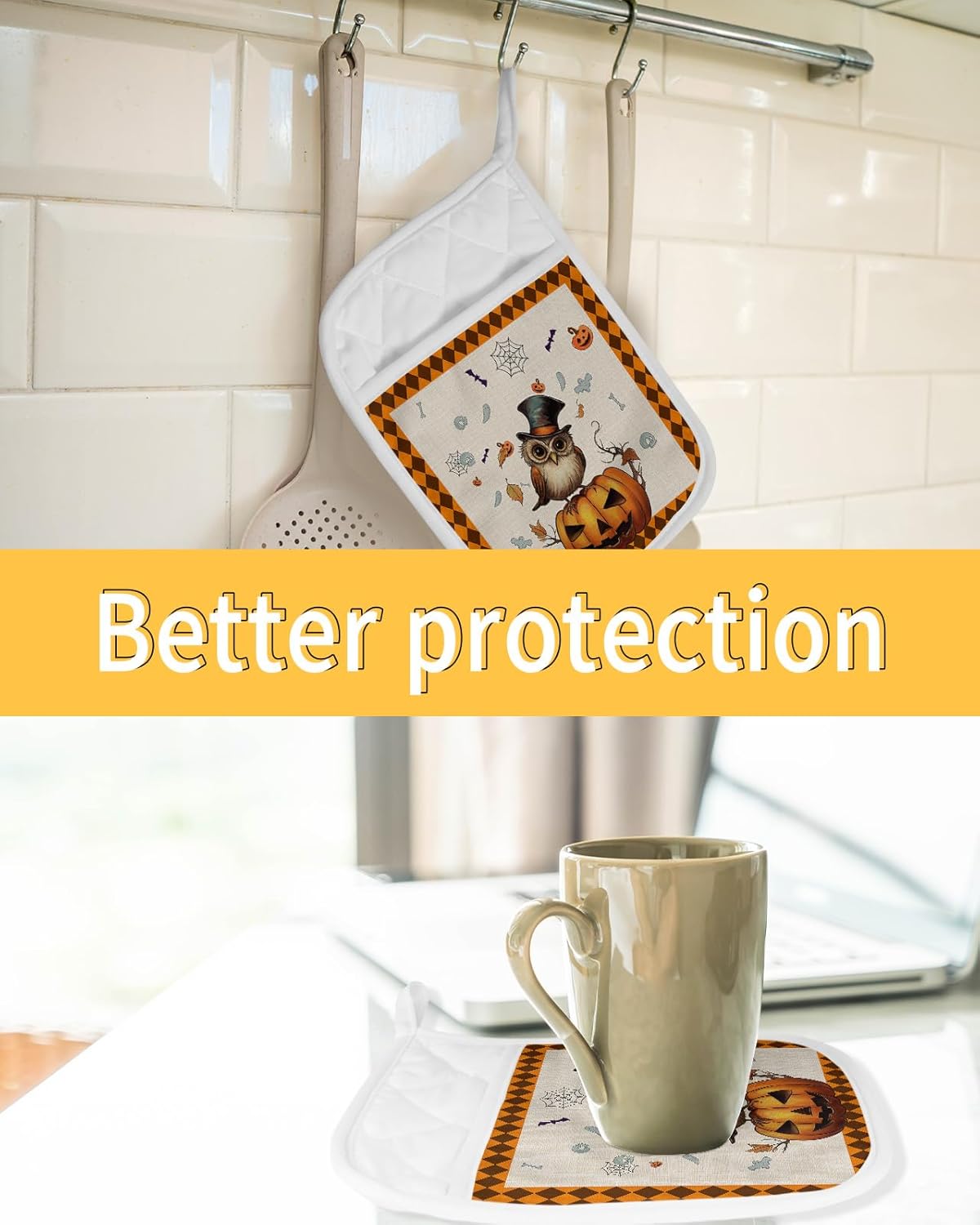 Gehucoxee Rustic Halloween Pot Holder Set 3 Pack 1