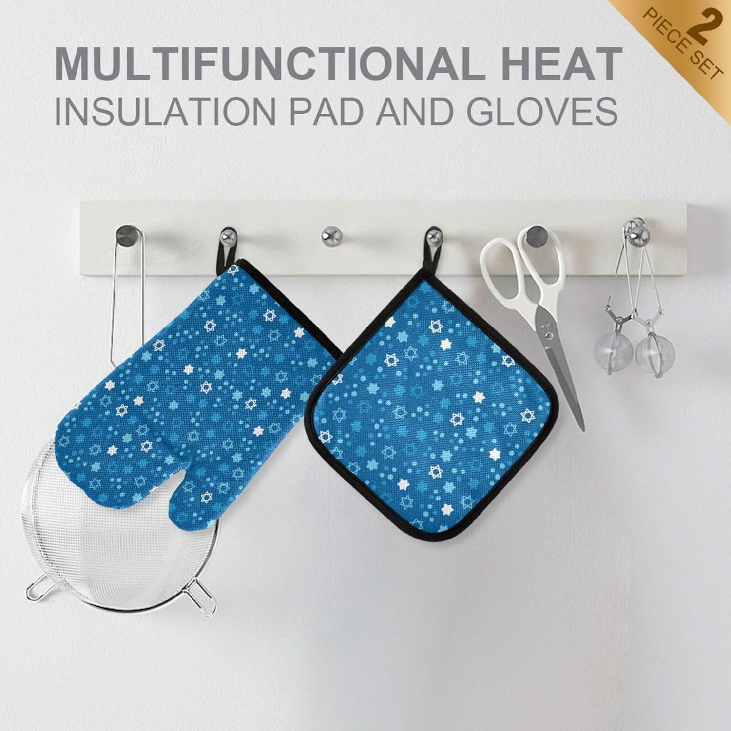 Hanukkah Heat-Resistant 2-Piece Oven Mitt Set