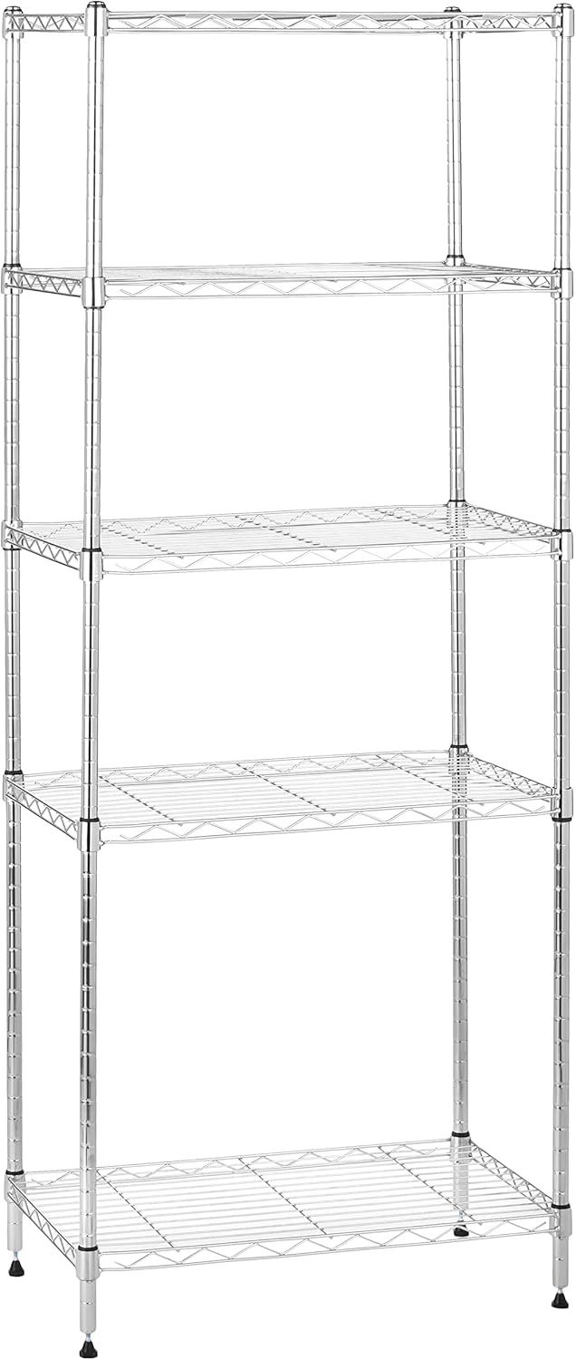 Amazon Basics 5-Shelf Steel Storage Unit 200 lb Capacity Chrome Finish