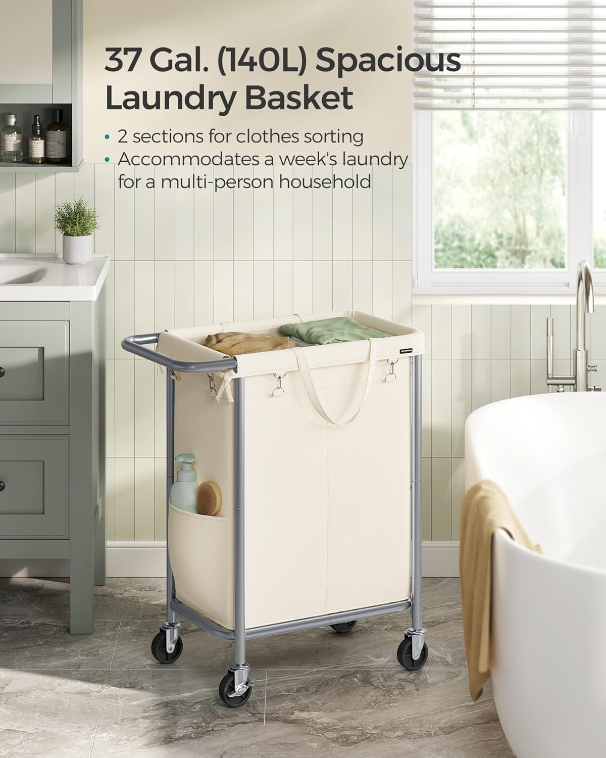 Versatile Durable 37-Gallon Laundry Hamper for Big Families