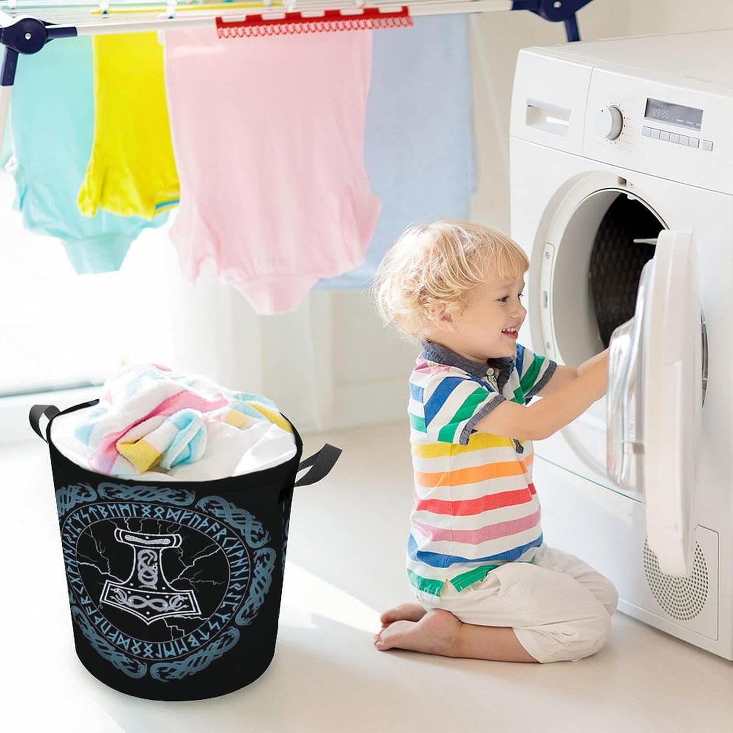 Viking inspo Norse Mythology Magic Rune Laundry Hamper