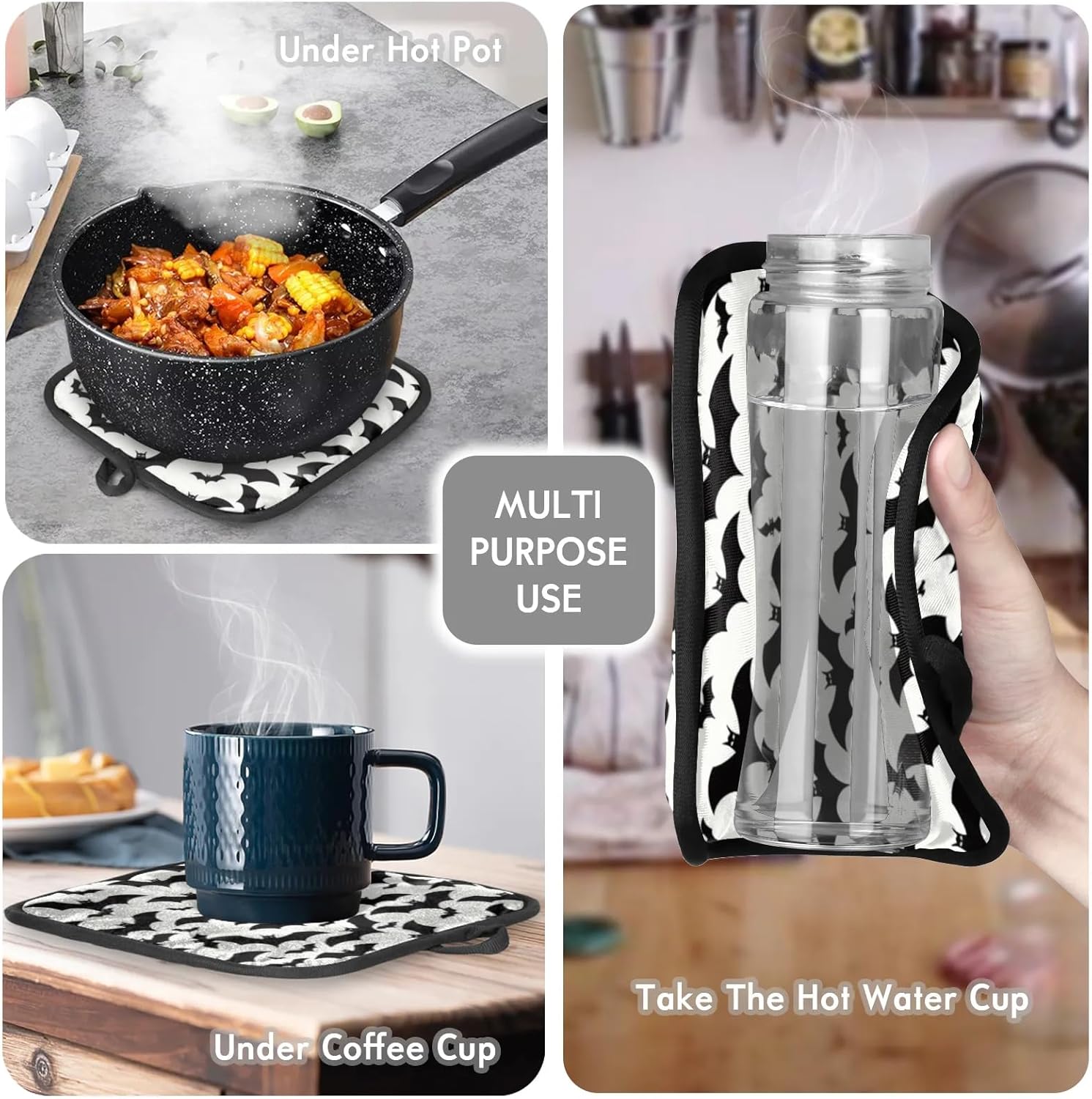 Halloween Bat Prints Oven Mitt Set of 2