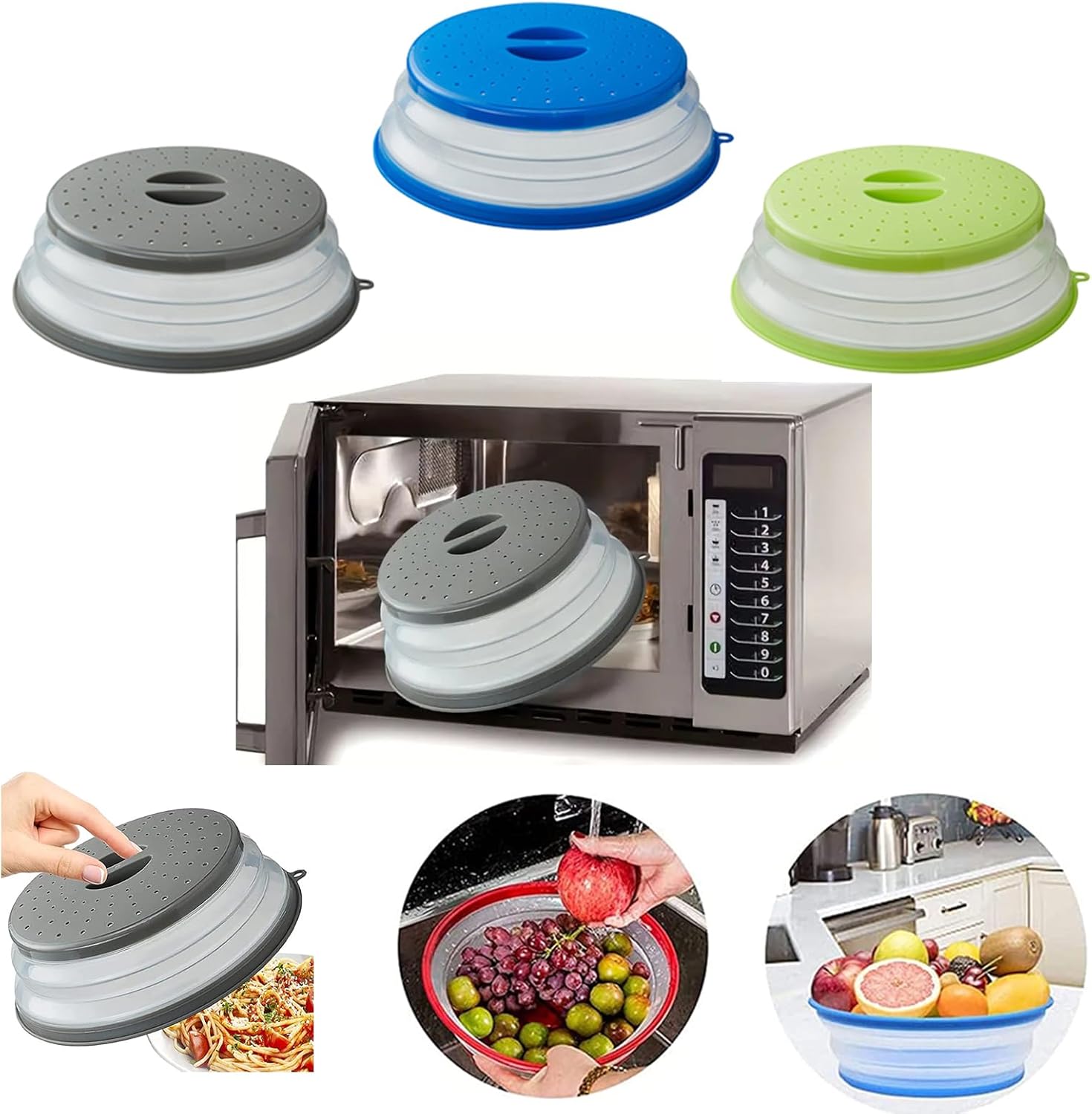 XGHJ 2 Pack Microwave Splatter Cover with Ventilation and Hook Hole