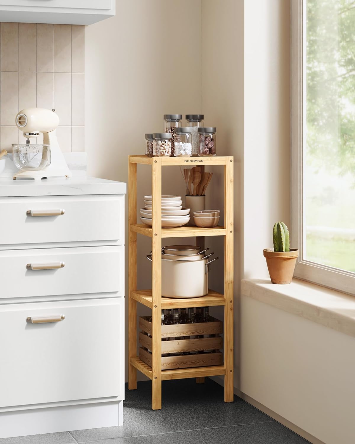 4-Tier Bamboo Storage Shelf