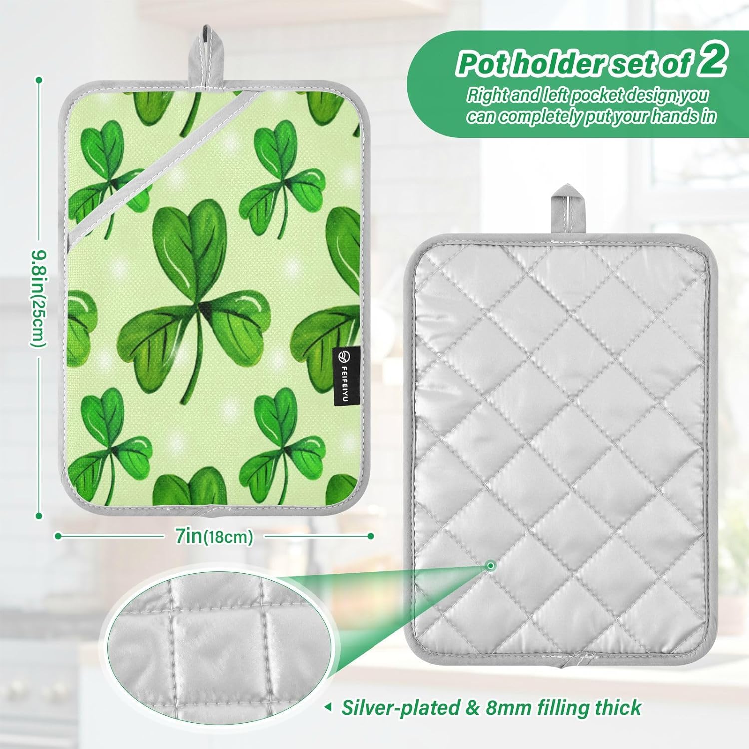 2-Pack Heat-Resistant Shamrock Oven Mitts