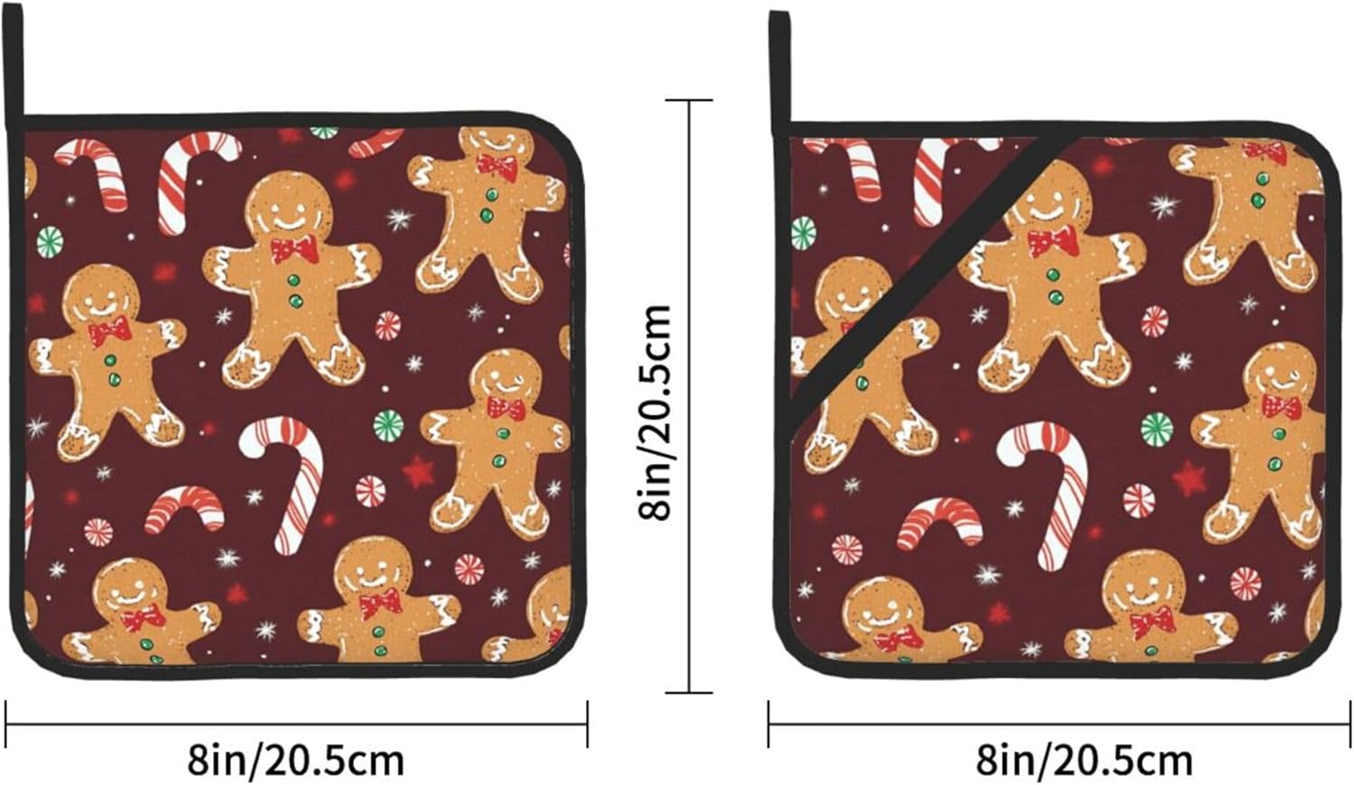 boxed Christmas gingerbread candy pot holders set of 2