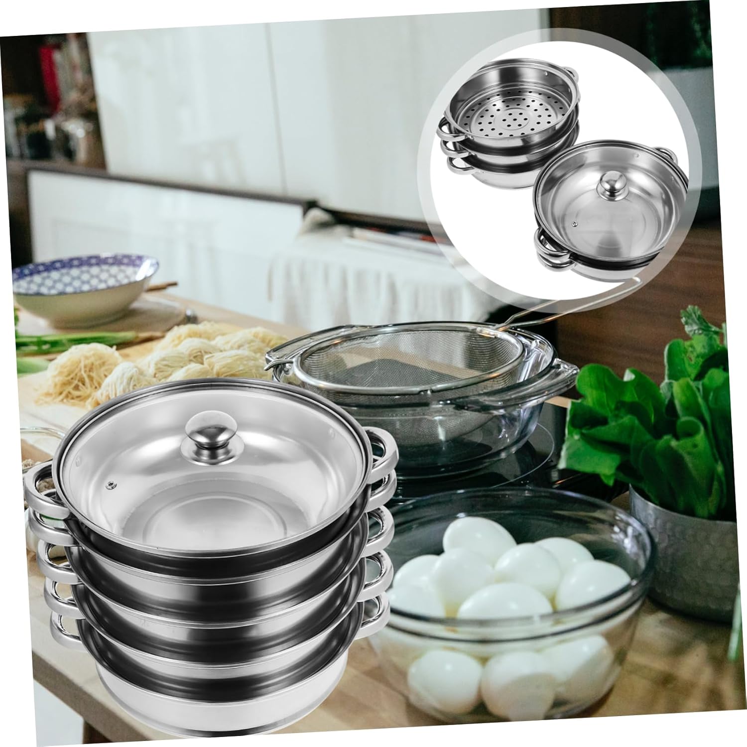 Versatile Stock Pot with Steamer Basket for Cooking Pasta More