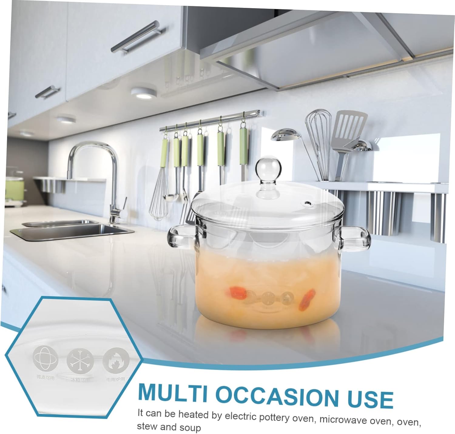 STOBAZA High-Borosilicate Glass Stew Pot with Lid