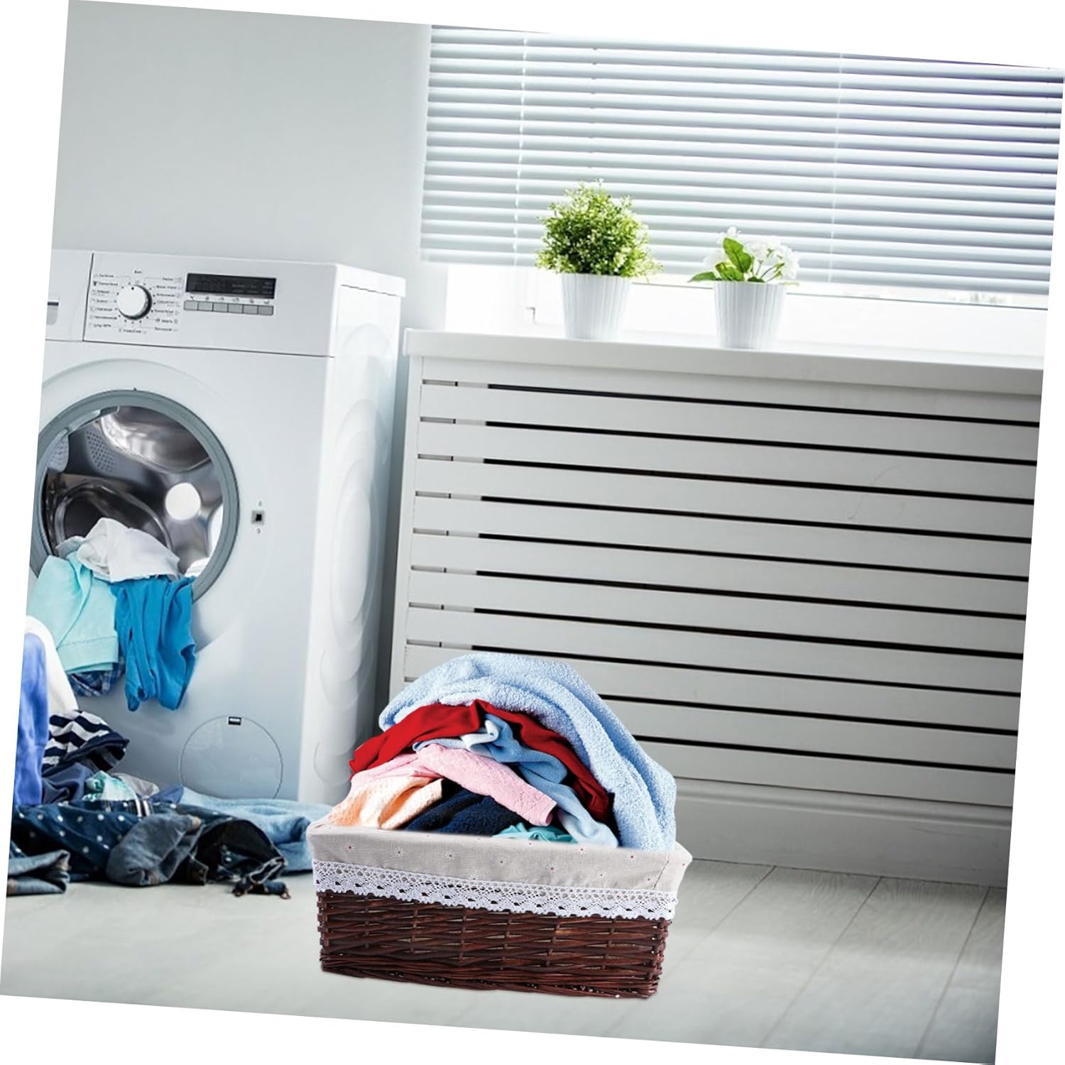 Wicker and Fabric Storage Basket