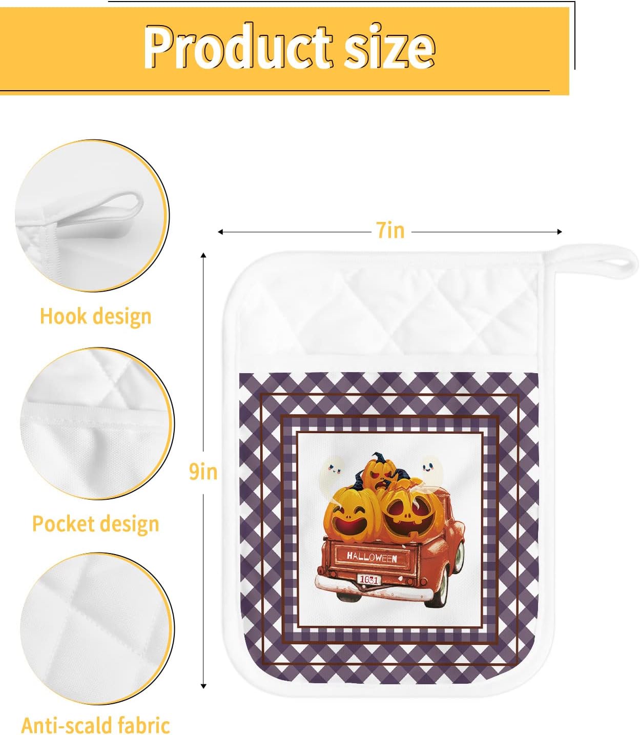 Halloween Pumpkins Truck 5PCS Pot Holder Sets